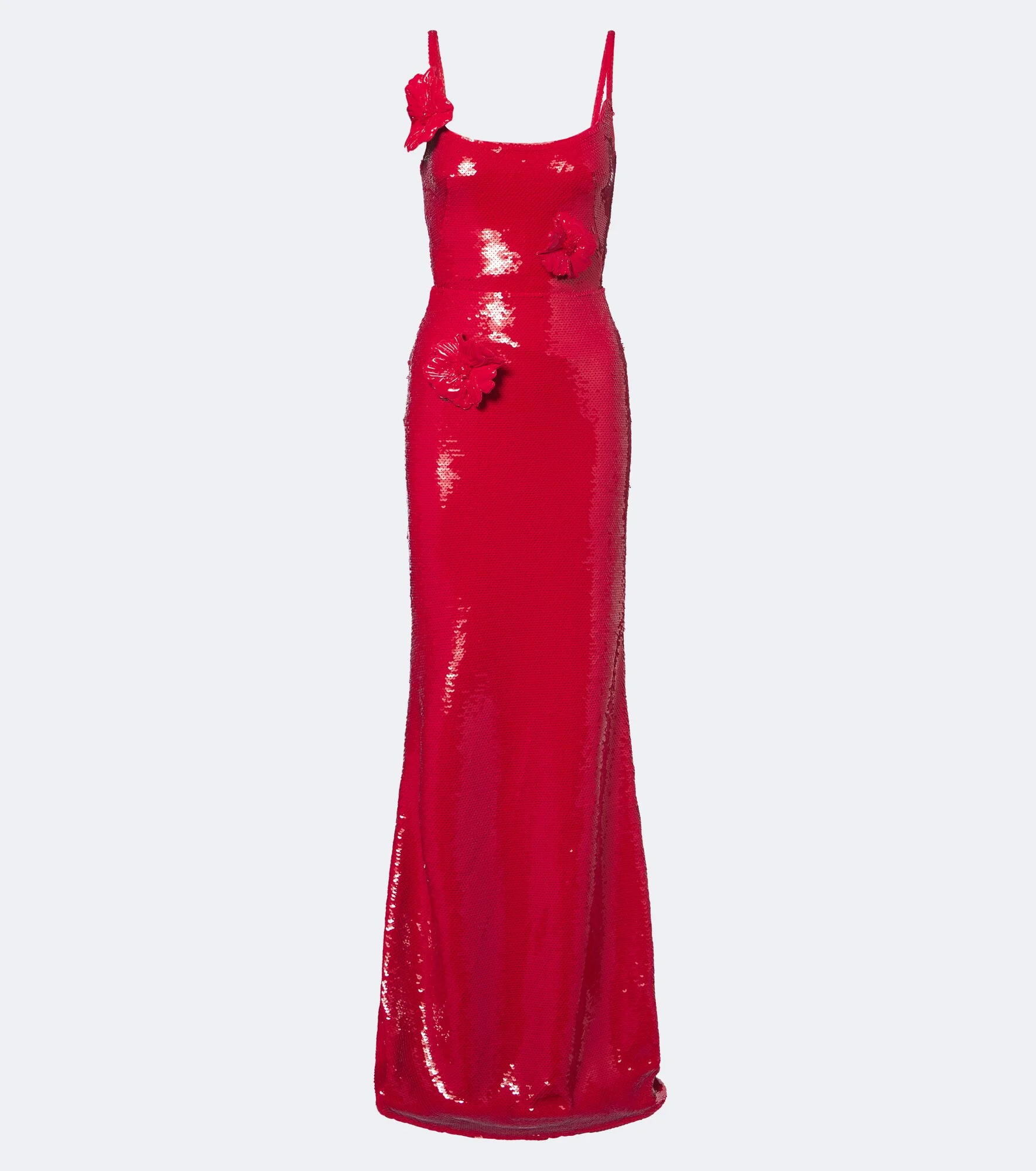 Floral-appliqué sequined gown - 1
