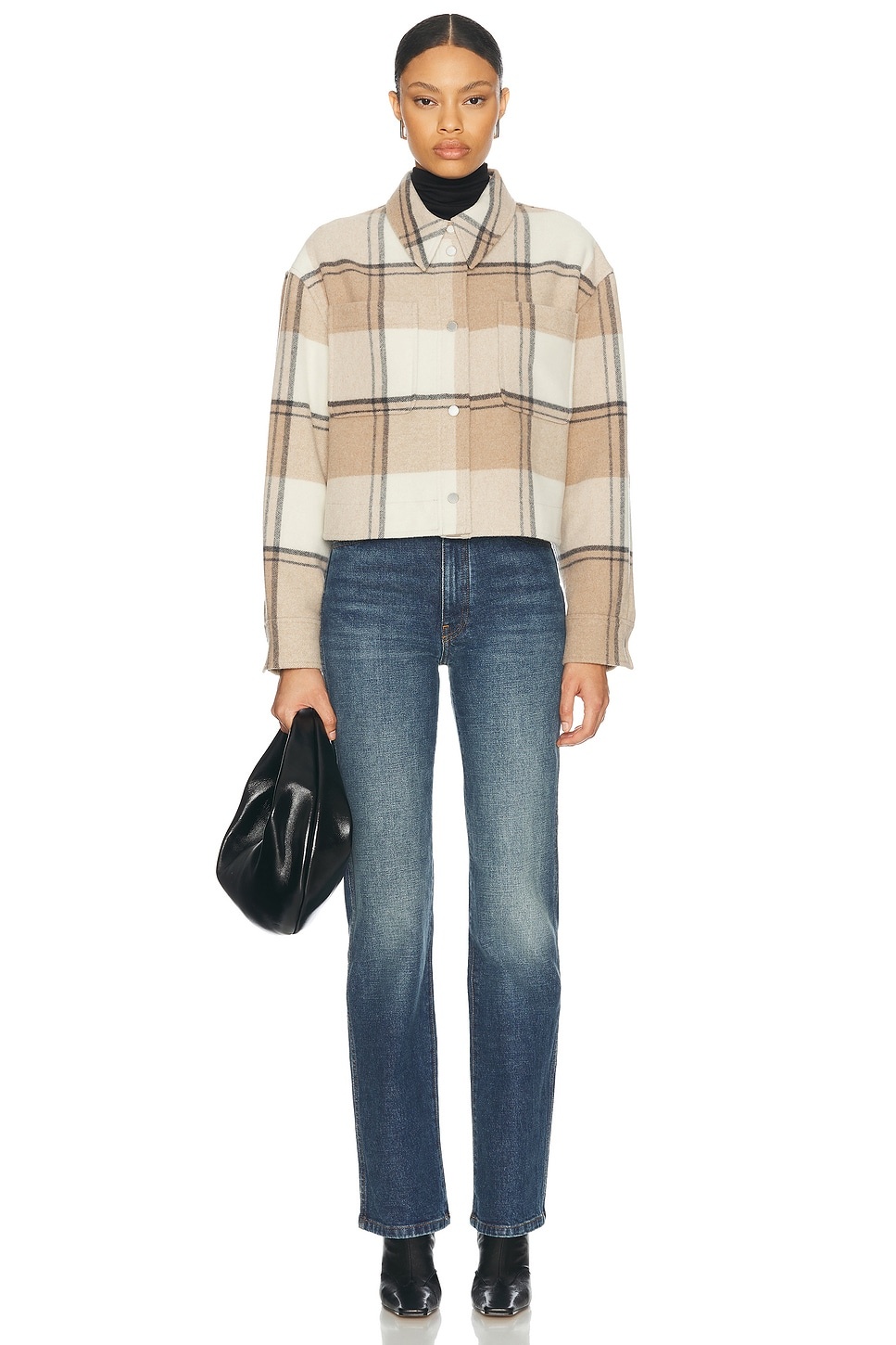 Almandine Cropped Plaid Shirt Jacket - 5