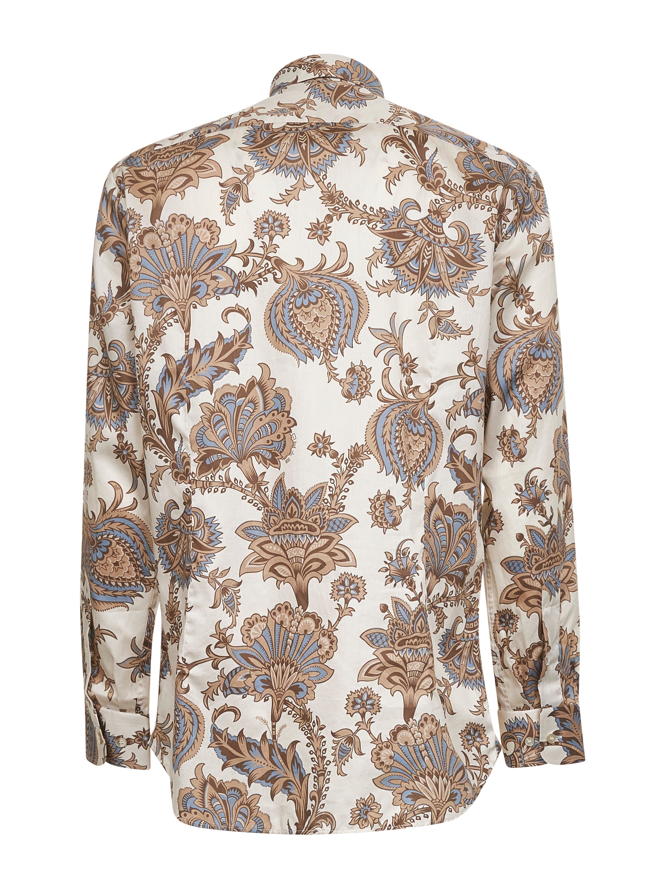 Beige maxi flower print cotton shirt - 2