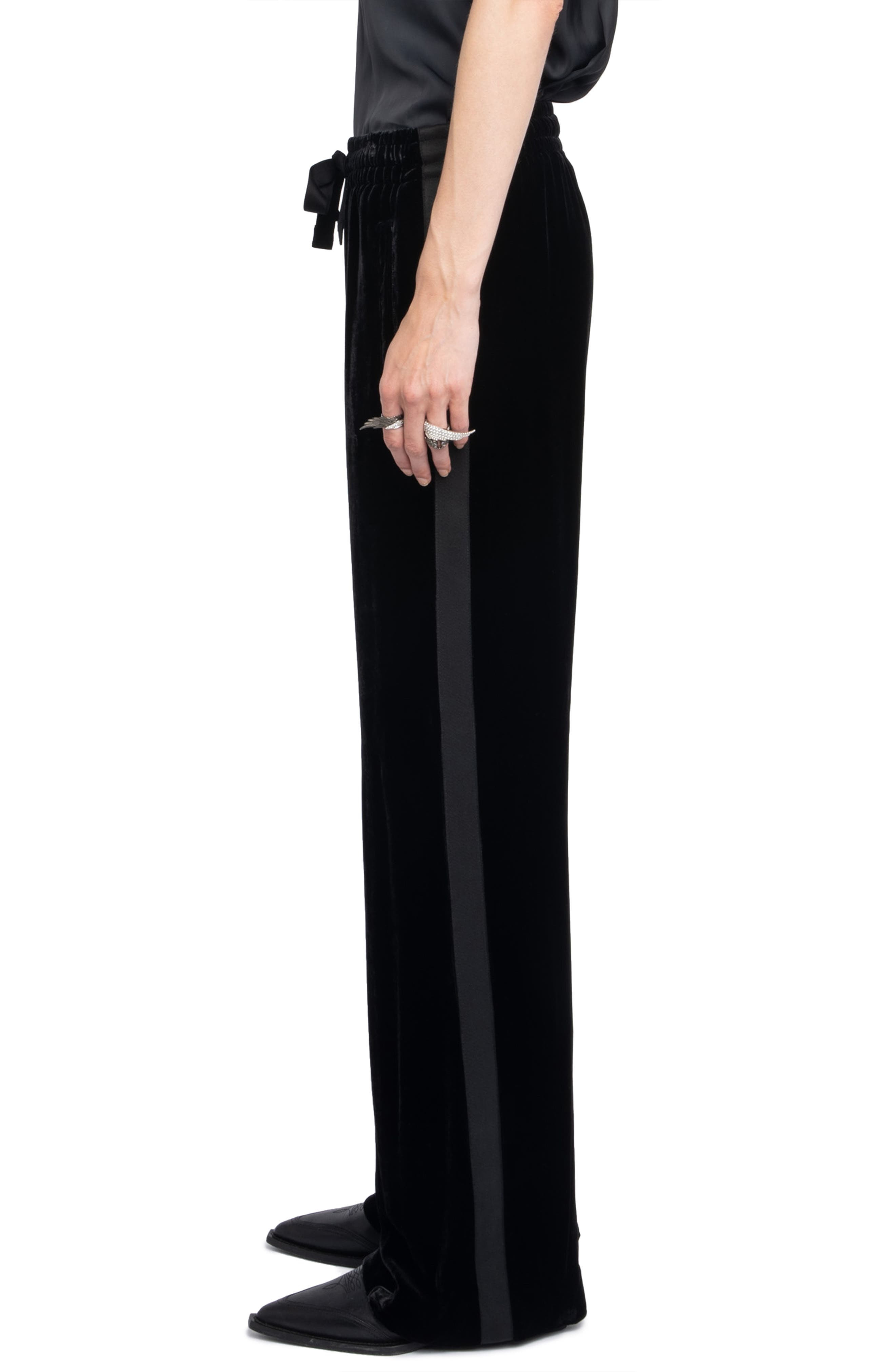 Zadig & Voltaire Poma Velvet Drawstring Pants in Black at Nordstrom - 3