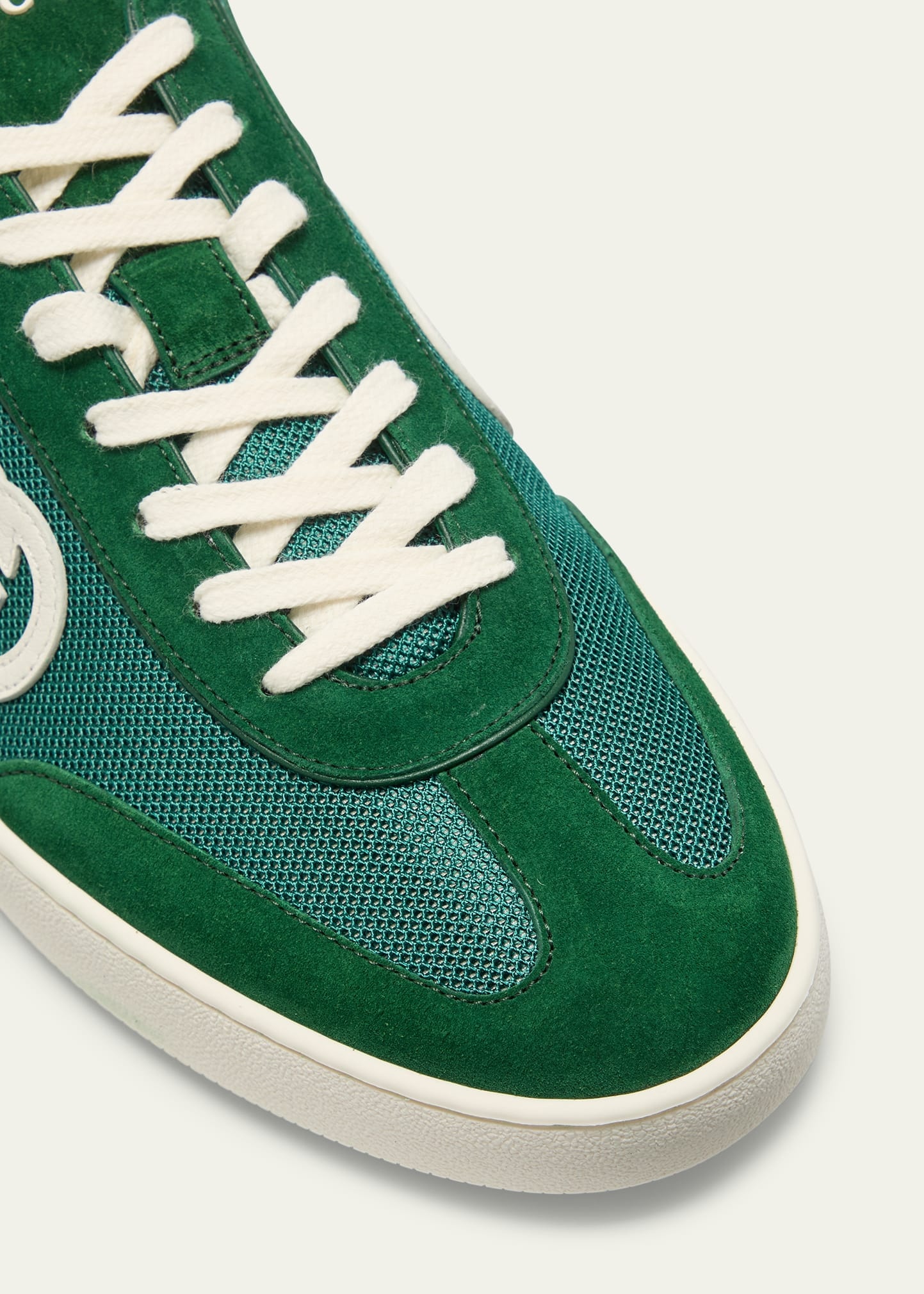 GUCCI Men's G74 Canvas and Suede T-Toe Low-Top Sneakers