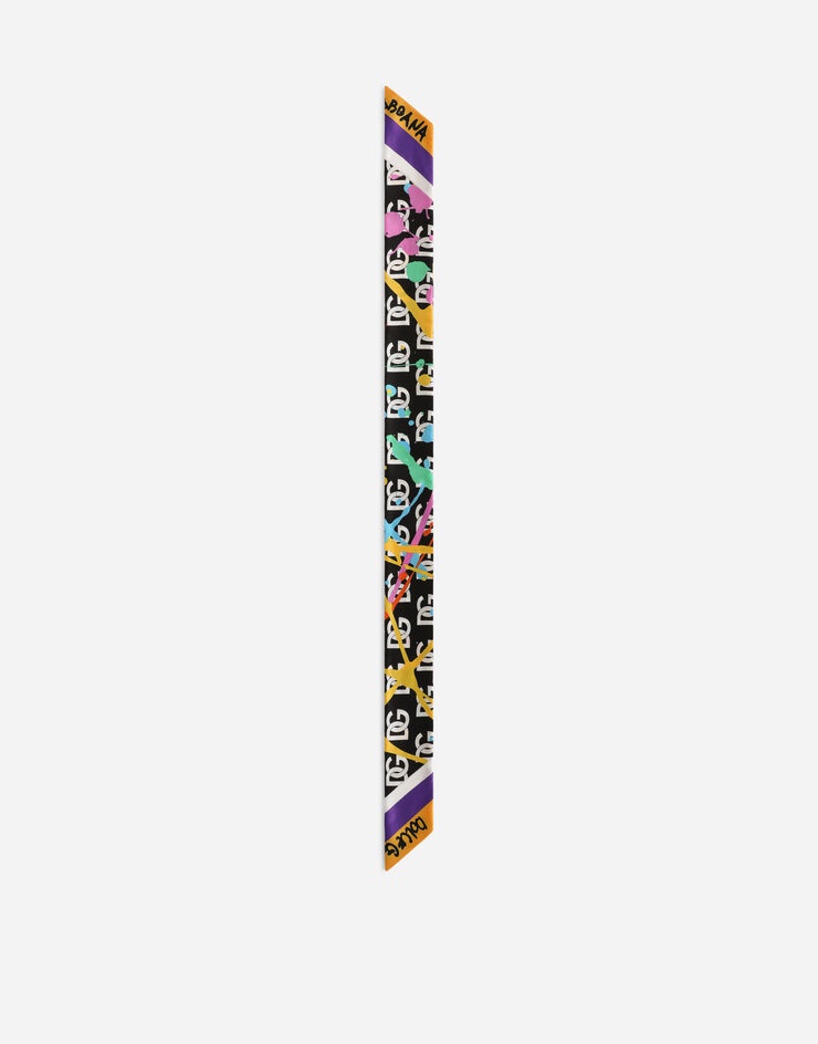 Twill headscarf with dripping print and DG logo - 3