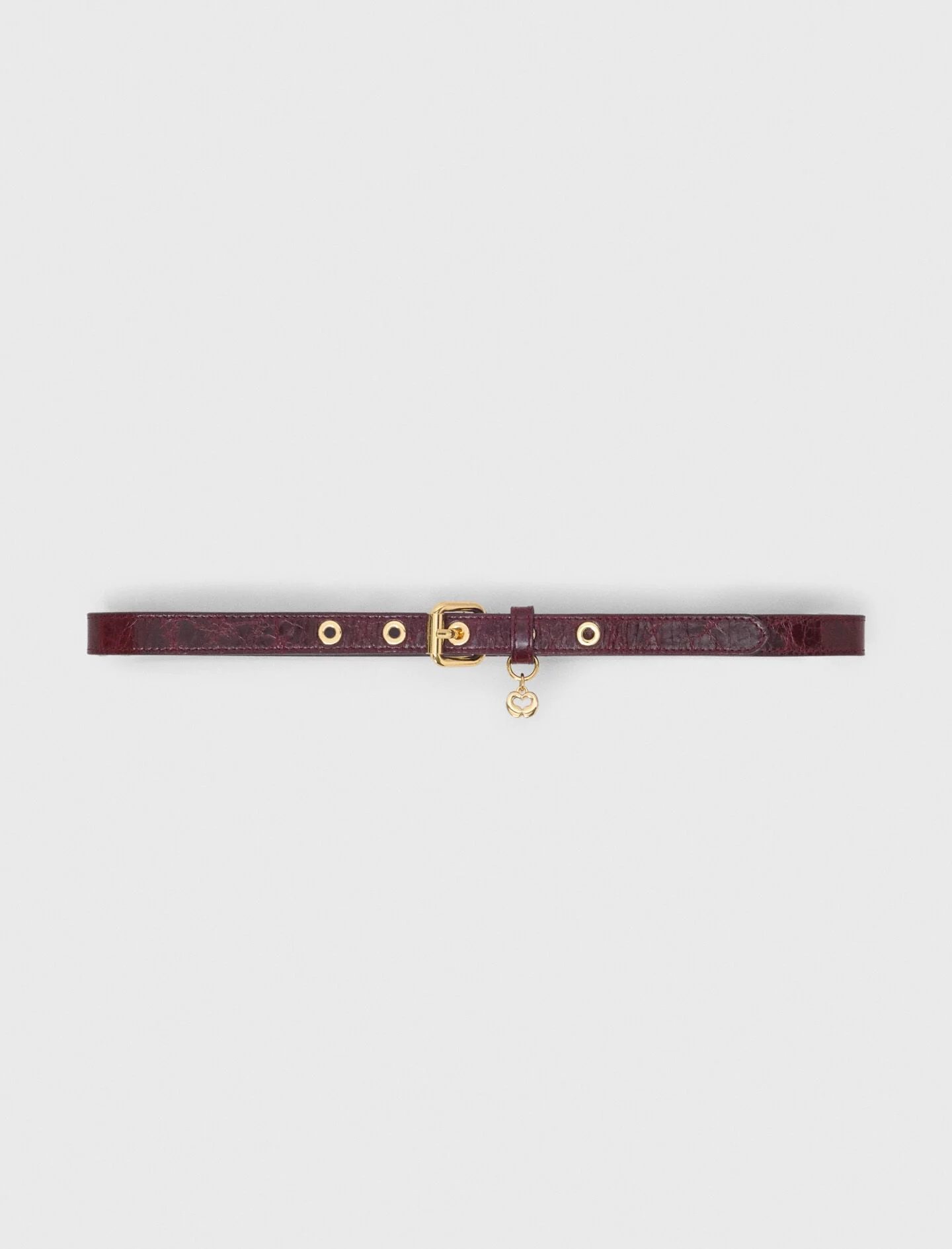 Slim leather belt with eyelets - 1