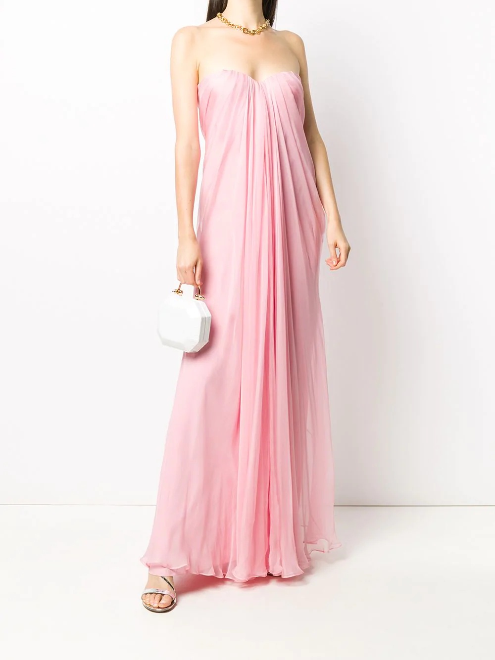 pleated strapless dress - 2