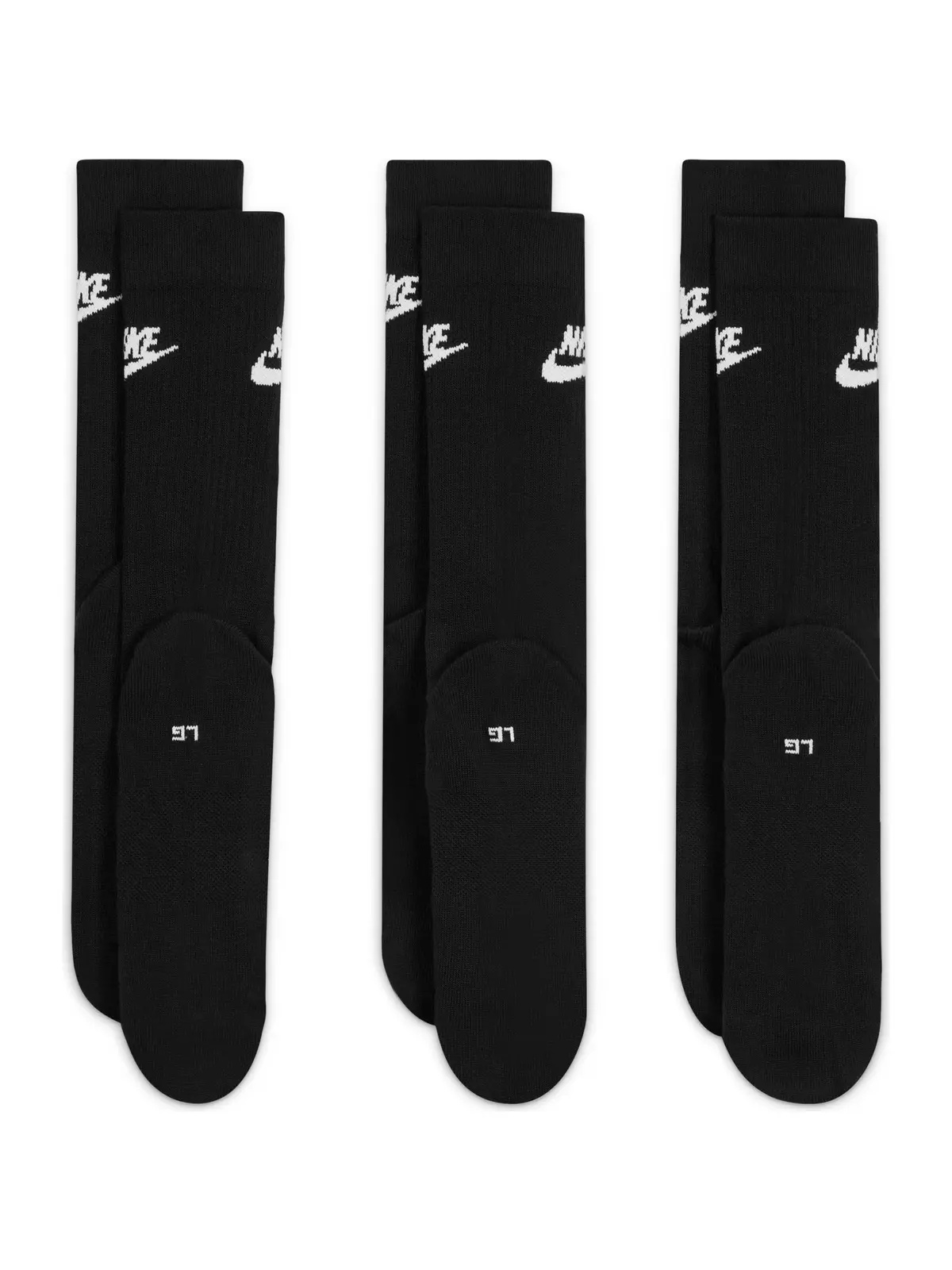 Sportswear Everyday Essential Crew Socks (3 Pairs)-Black/White - 3