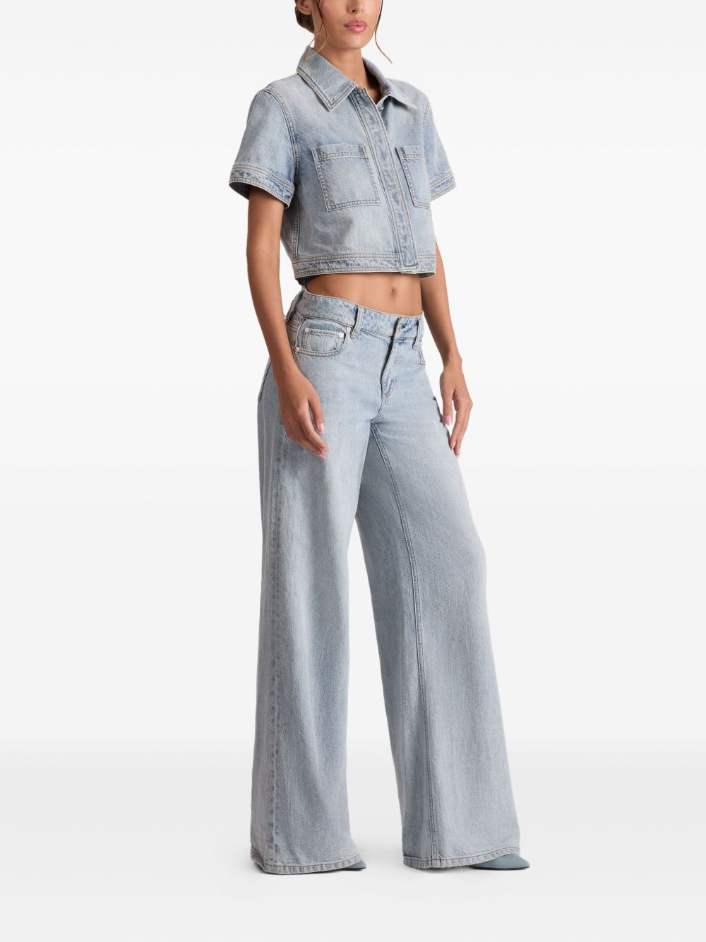 short-sleeve denim shirt - 3