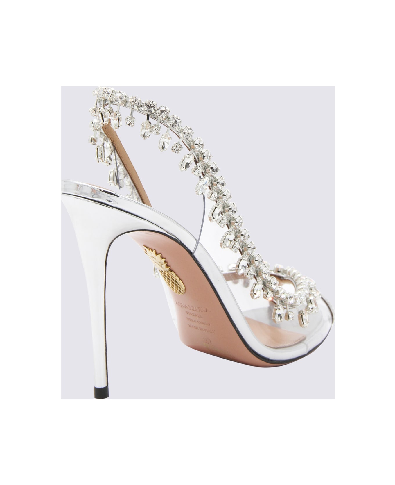 Silver Leather Temptation Crystal Sandals - 2