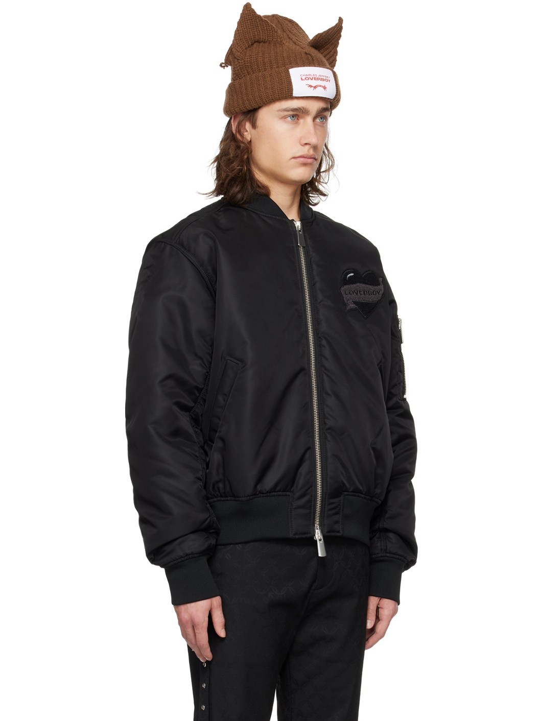 Black Varsity Bomber Jacket - 2