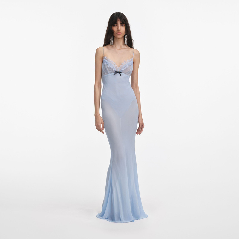 Blue Strappy Georgette Maxi Dress 1