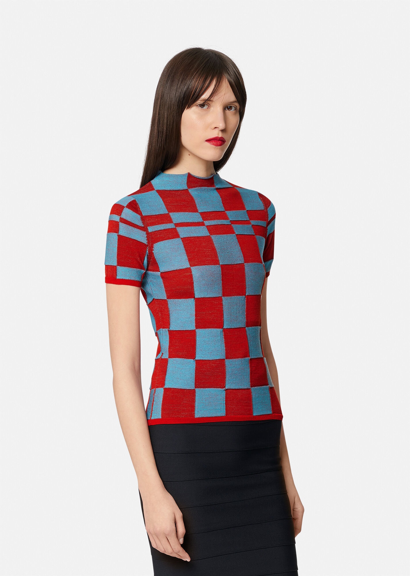 Checkered Wool & Silk Blend Sweater - 2