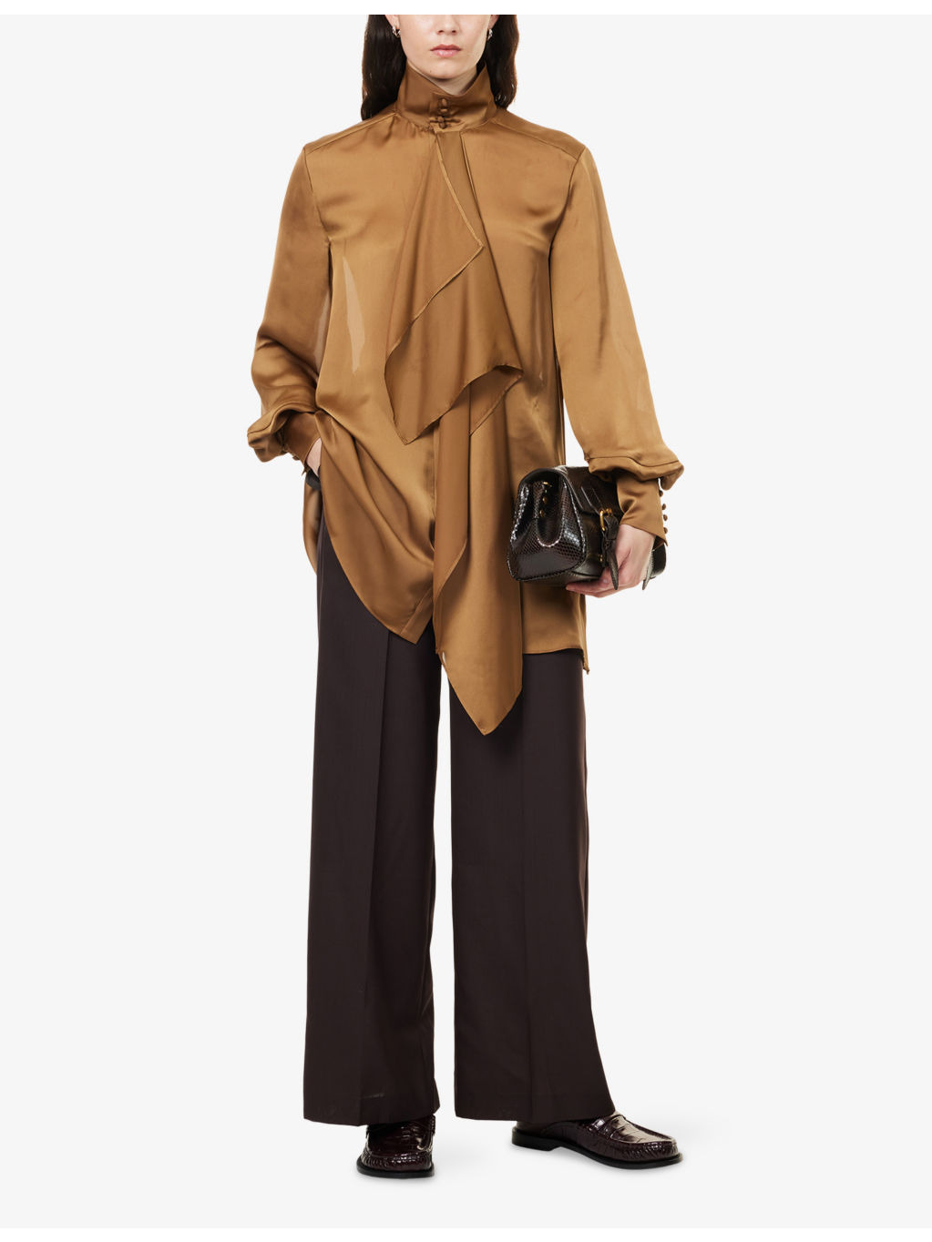 Shell-Waistband Wide-Leg Woven Trousers - 2