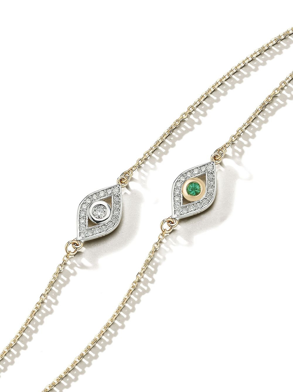 14K gold diamond and emerald bracelet - 2