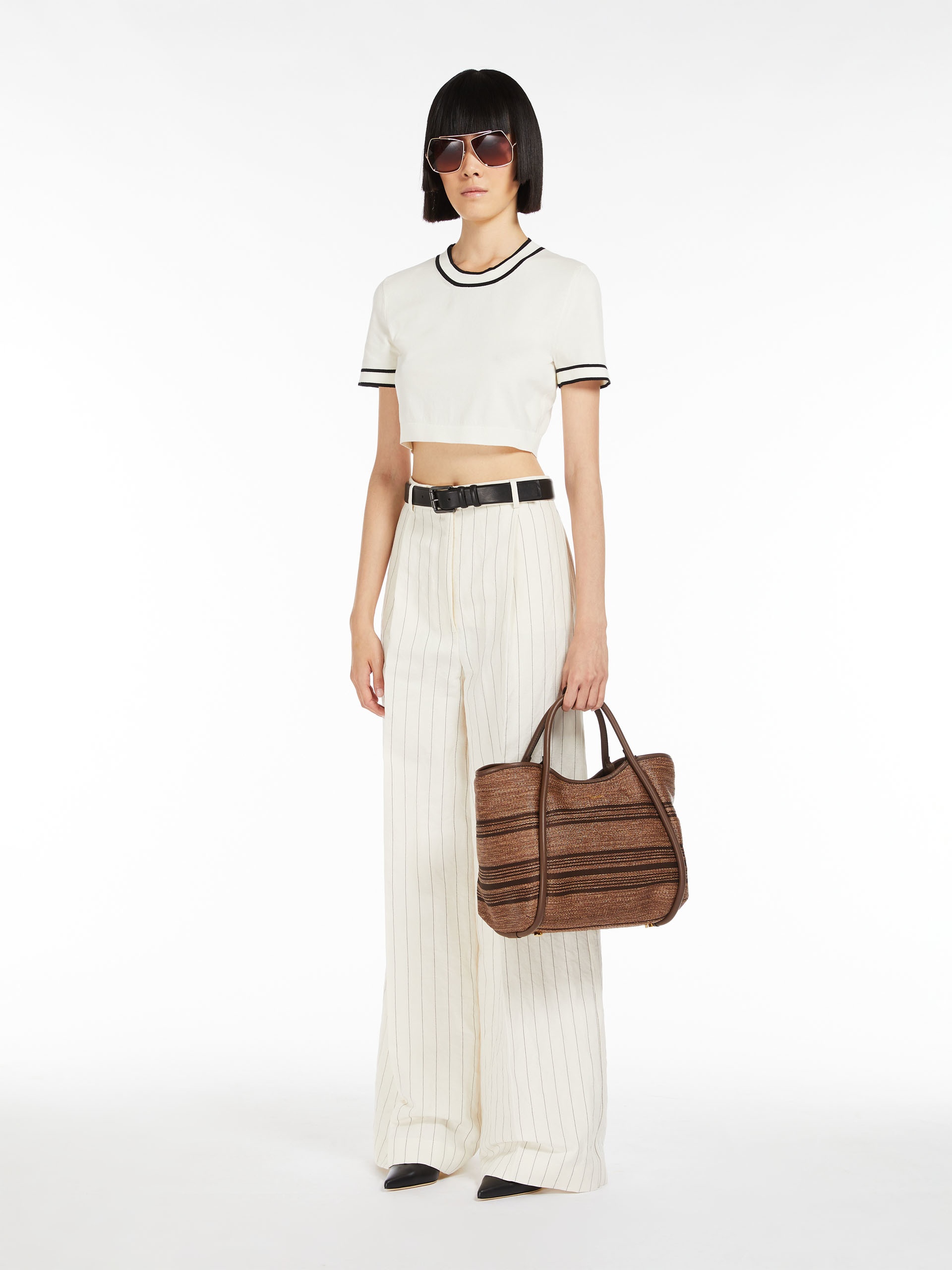 MARINESTRIPES Jacquard raffia-effect fabric small Marine bag - 7