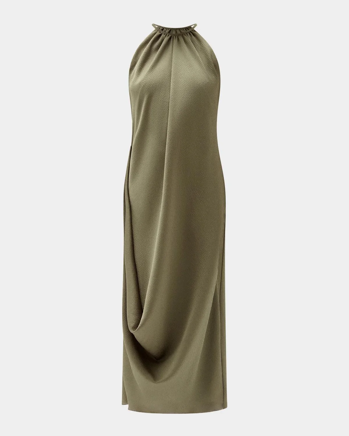 Halterneck Draped Midi Dress - 1