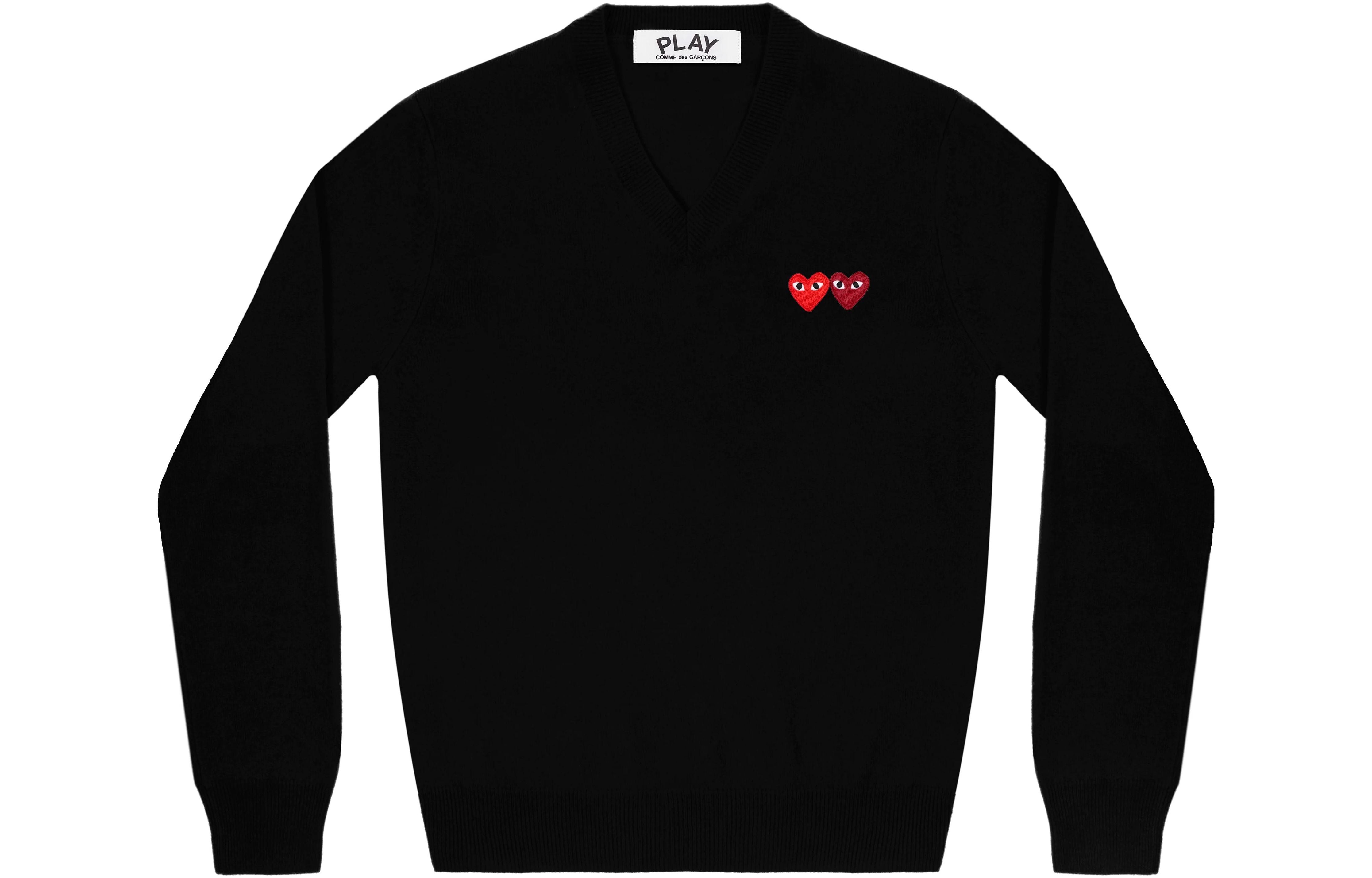 (WMNS) COMME des GARCONS PLAY V-Neck Pullover Two Emblems 'Black' AZ-N055-051-1 - 2