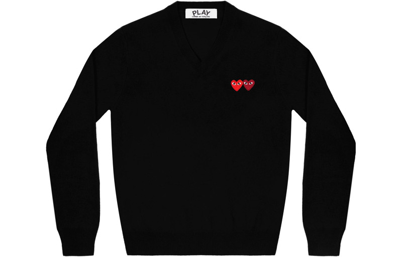 Comme des Garçons PLAY (WMNS) COMME des GARCONS PLAY V-Neck Pullover Two Emblems 'Black' AZ-N055-051-1 outlook