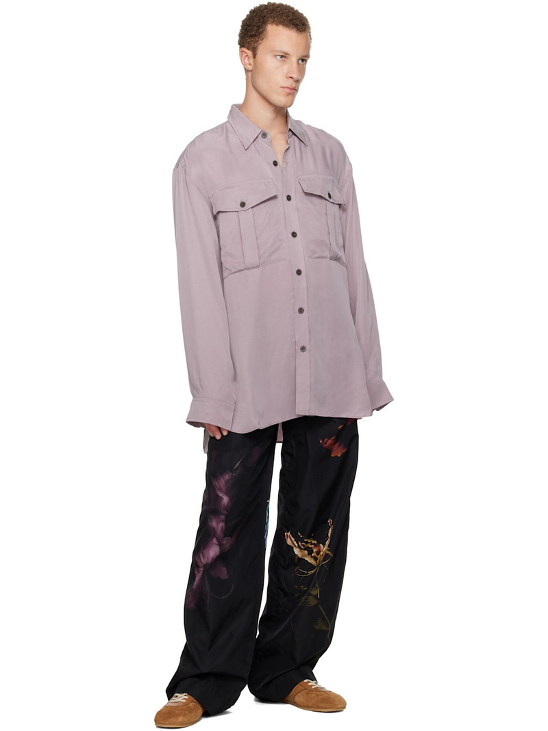 Dries Van Noten Purple Oversized Cupro Shirt outlook