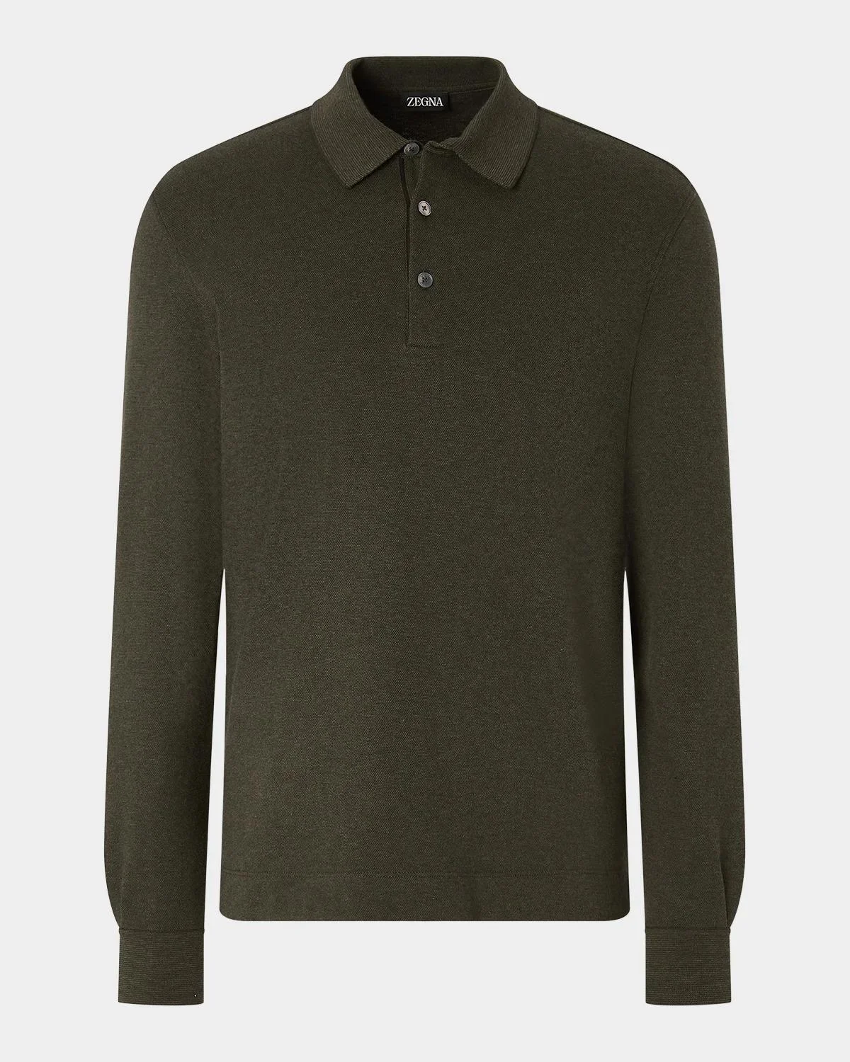 Men's Cotton Long-Sleeve Polo Shirt - 1