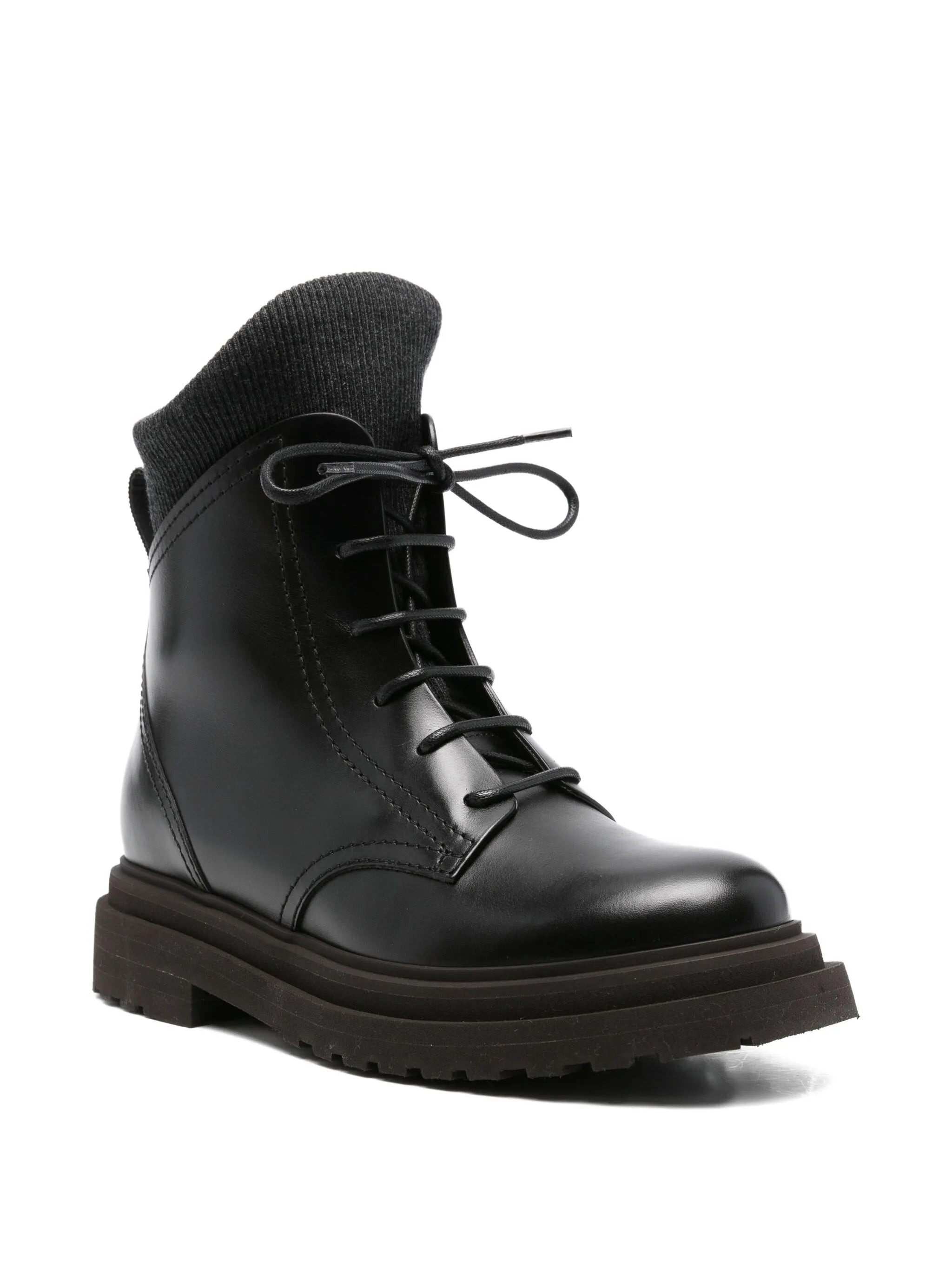 Brunello Cucinelli Lace-up Ribbed-knit Boots - 3