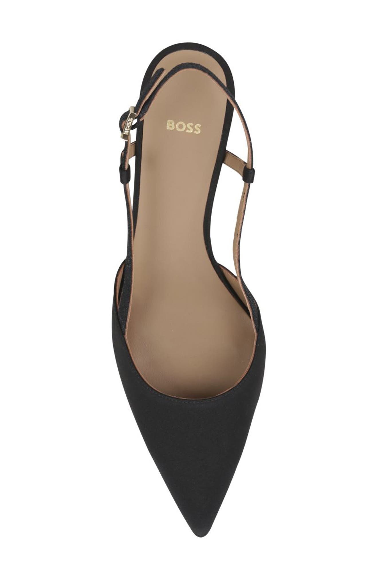 BOSS Janet Slingback Pointed Toe Kitten Heel Pump in Black at Nordstrom - 5