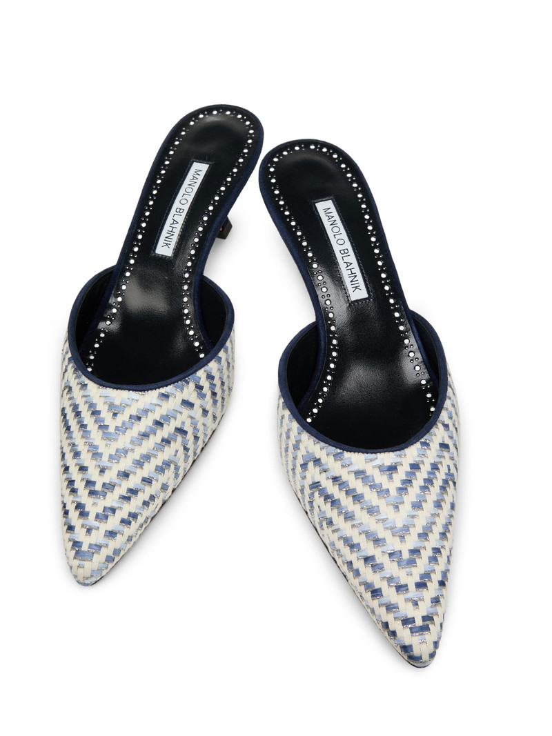 Women's Carolyne 50MM Raffia Mules - Silver 4
