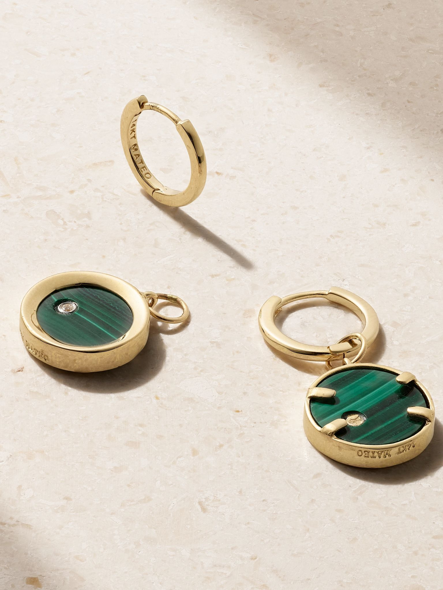 Convertible 14-karat gold, malachite and diamond earrings Green - 3