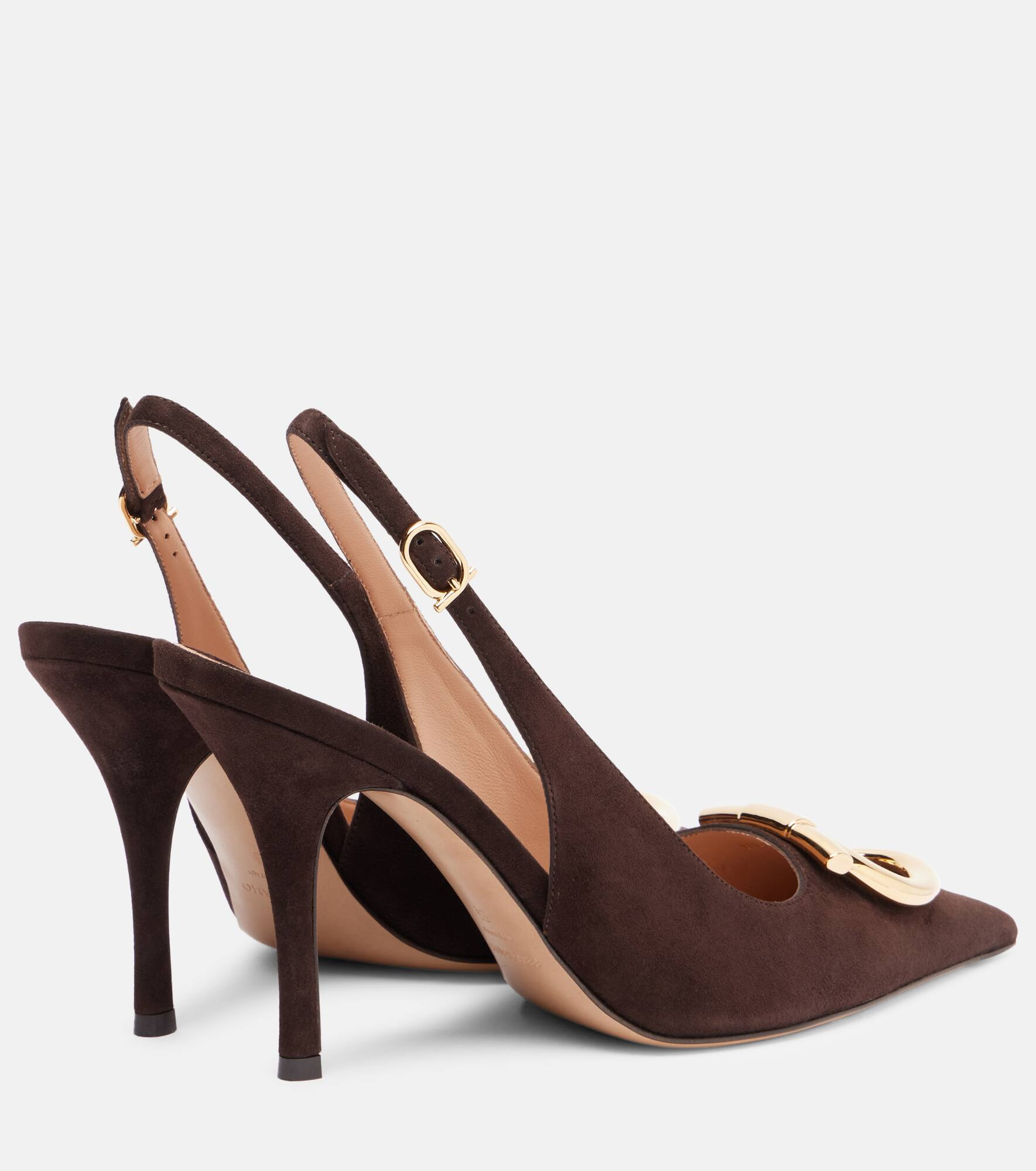 Sara Maxi Gancini suede slingback pumps - 2
