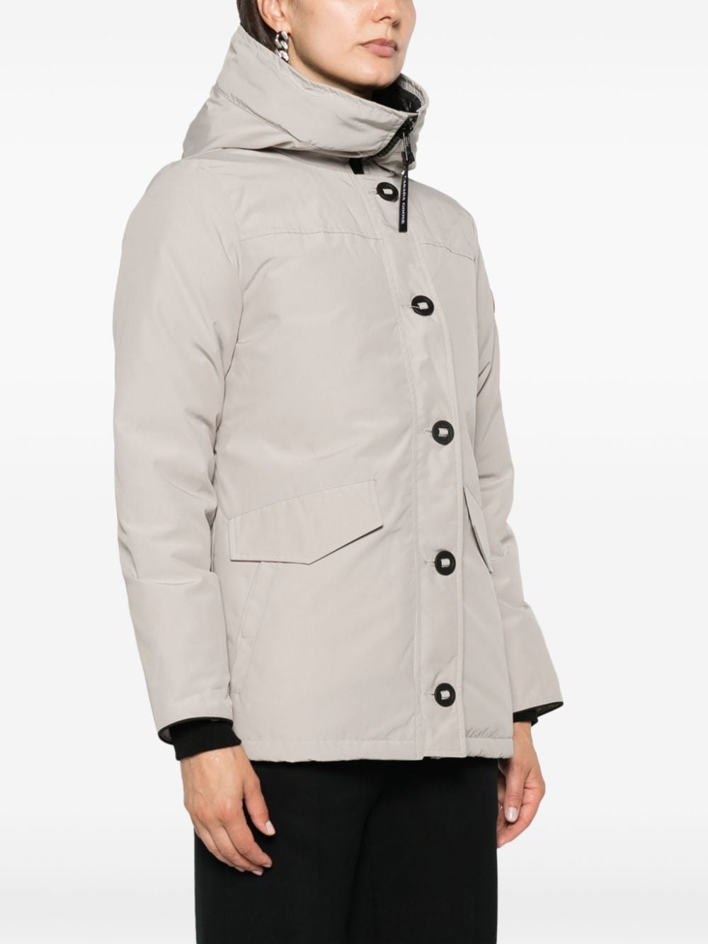 logo-patch hooded down coat - 6