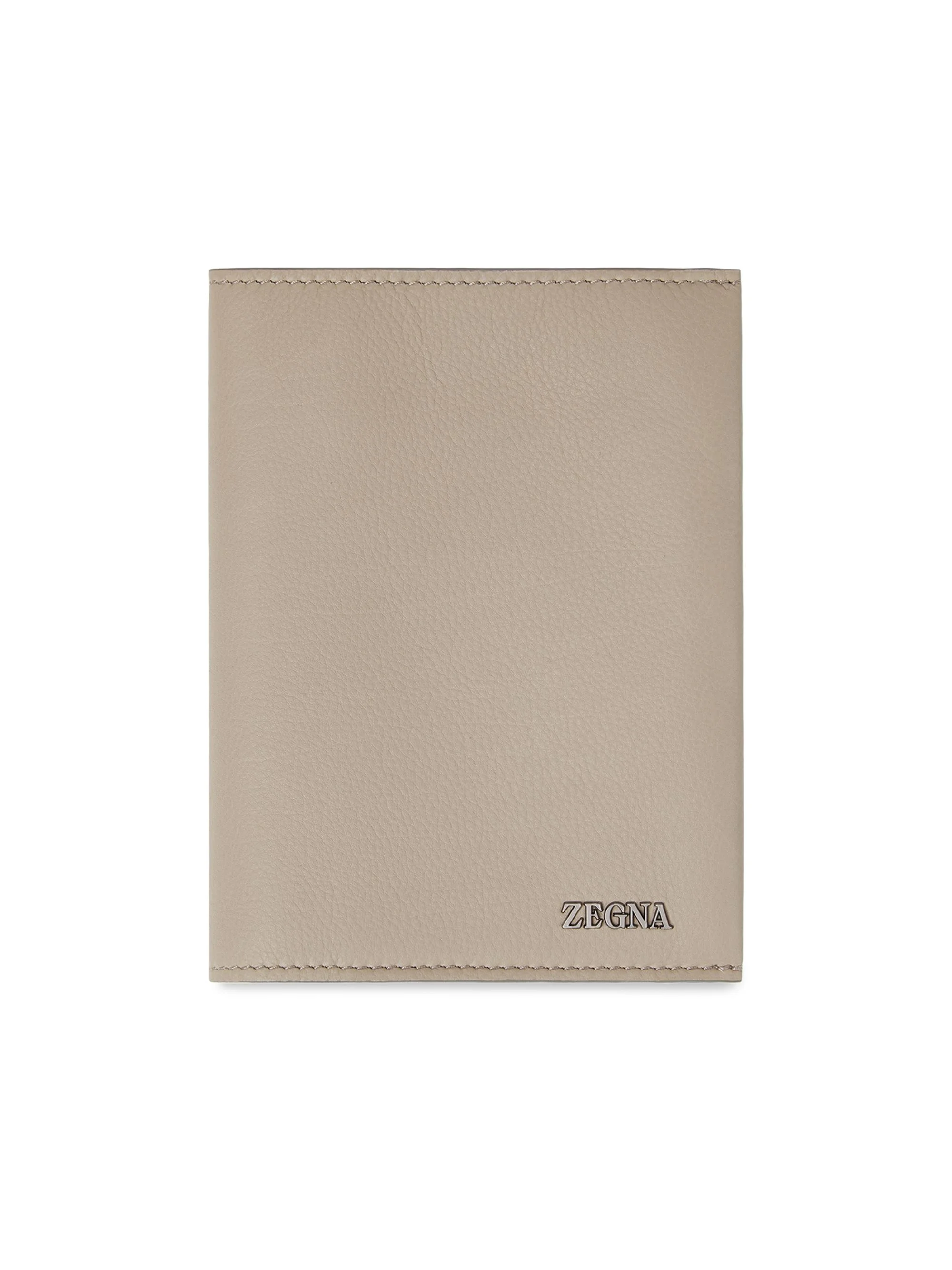 Men's Secondskin Leather Passport Case - Light Taupe - 1