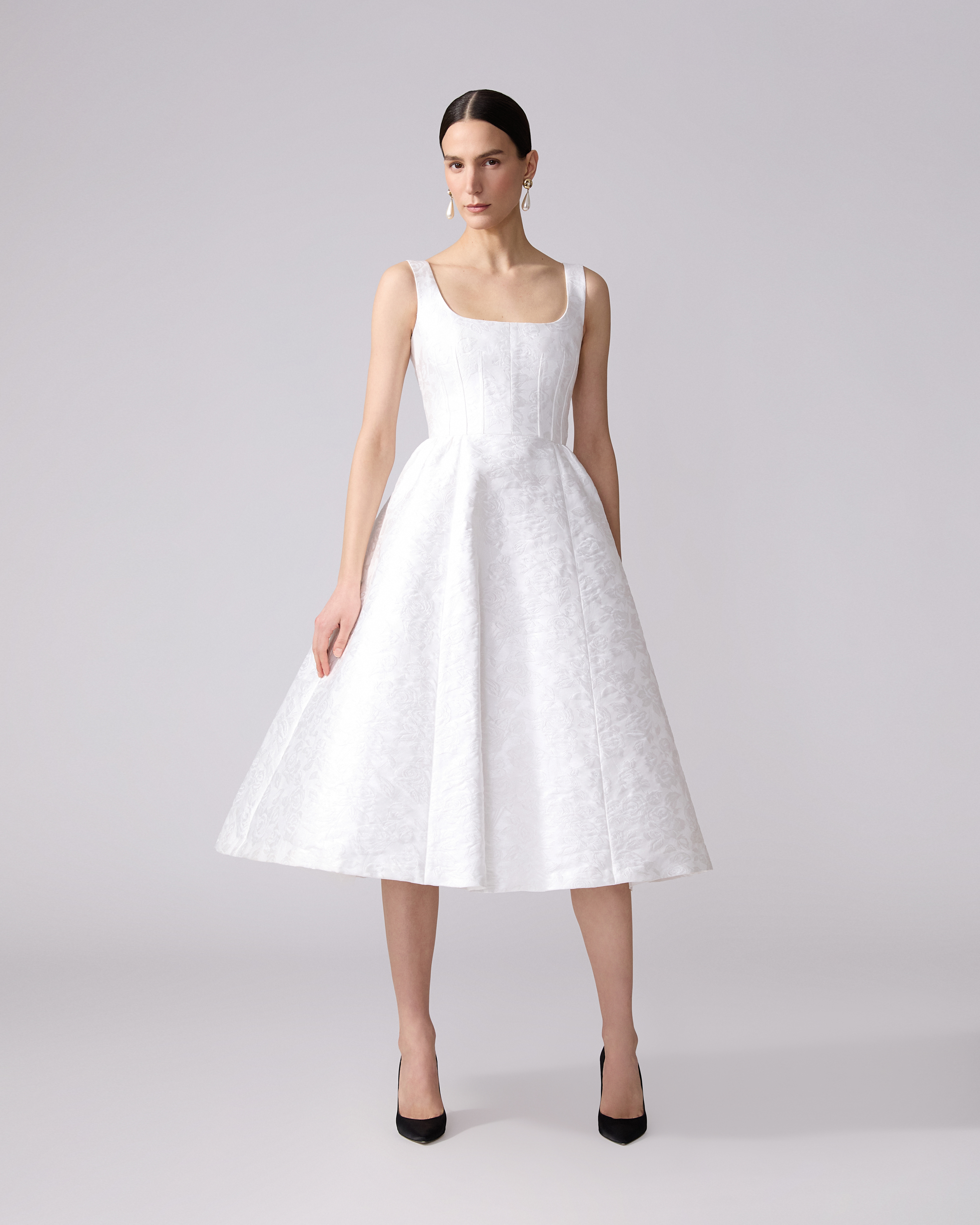 Rose Jacquard Full Midi Dress - 2