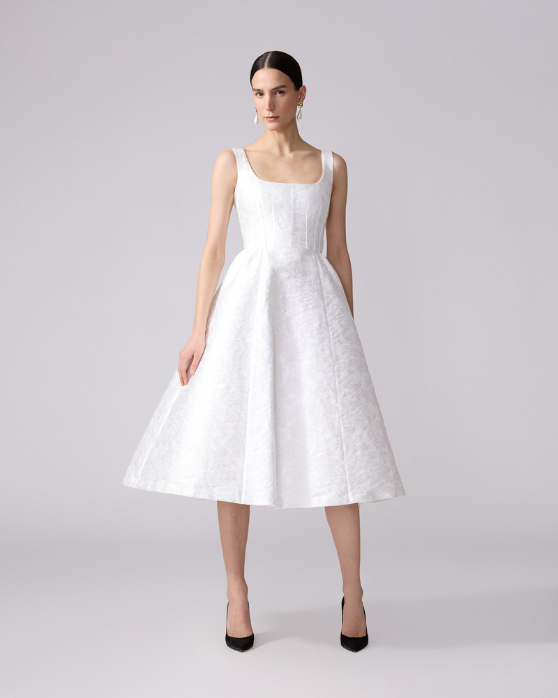 CAROLINA HERRERA Rose Jacquard Full Midi Dress outlook