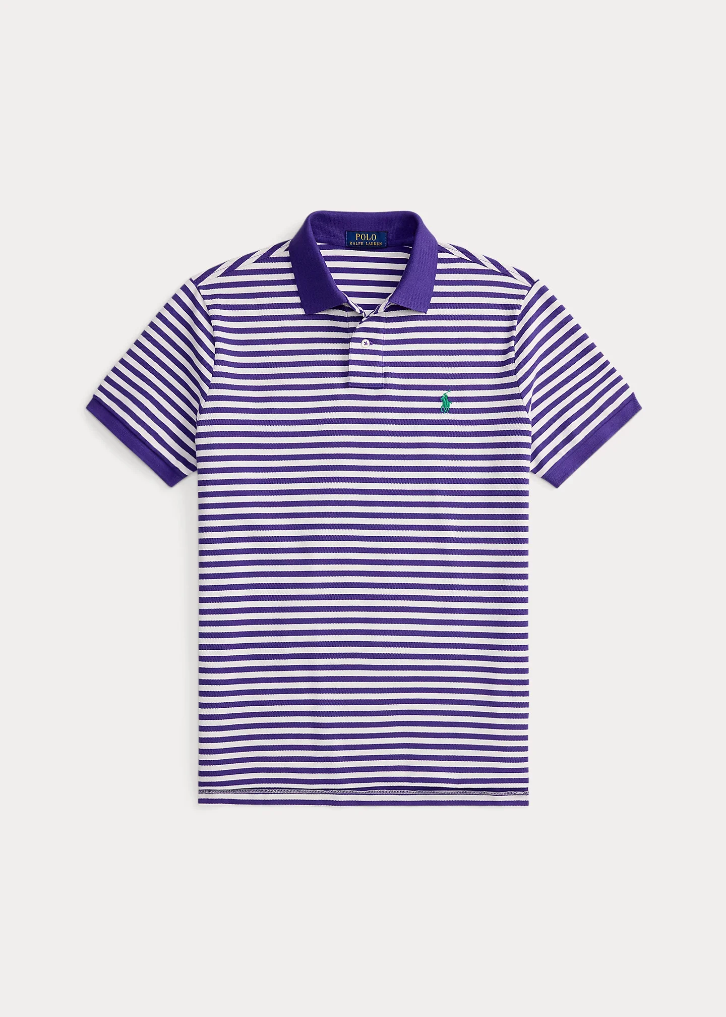 Classic Fit Striped Mesh Polo Shirt - 1