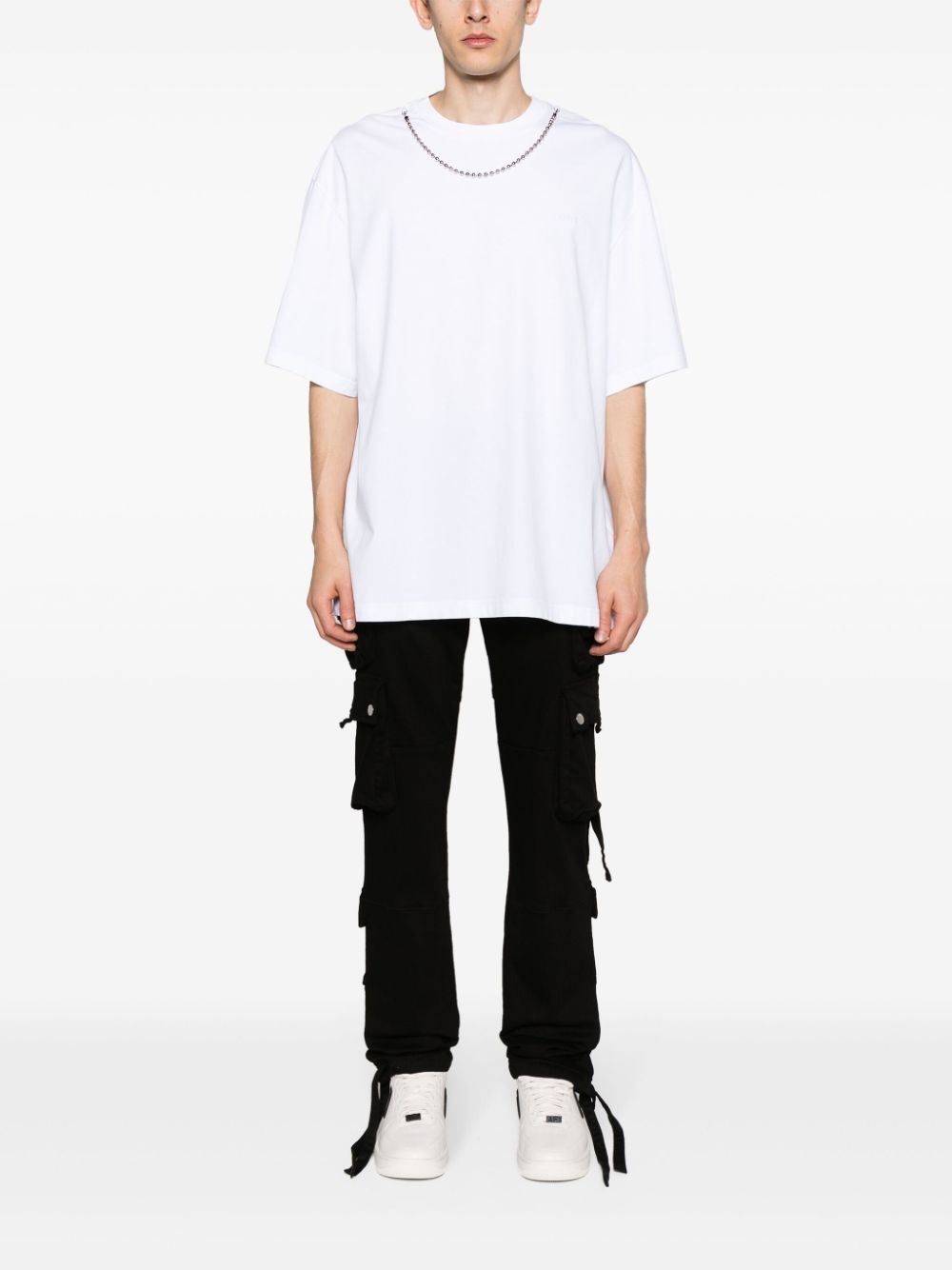 chain-detail logo-embroidered T-shirt - 2