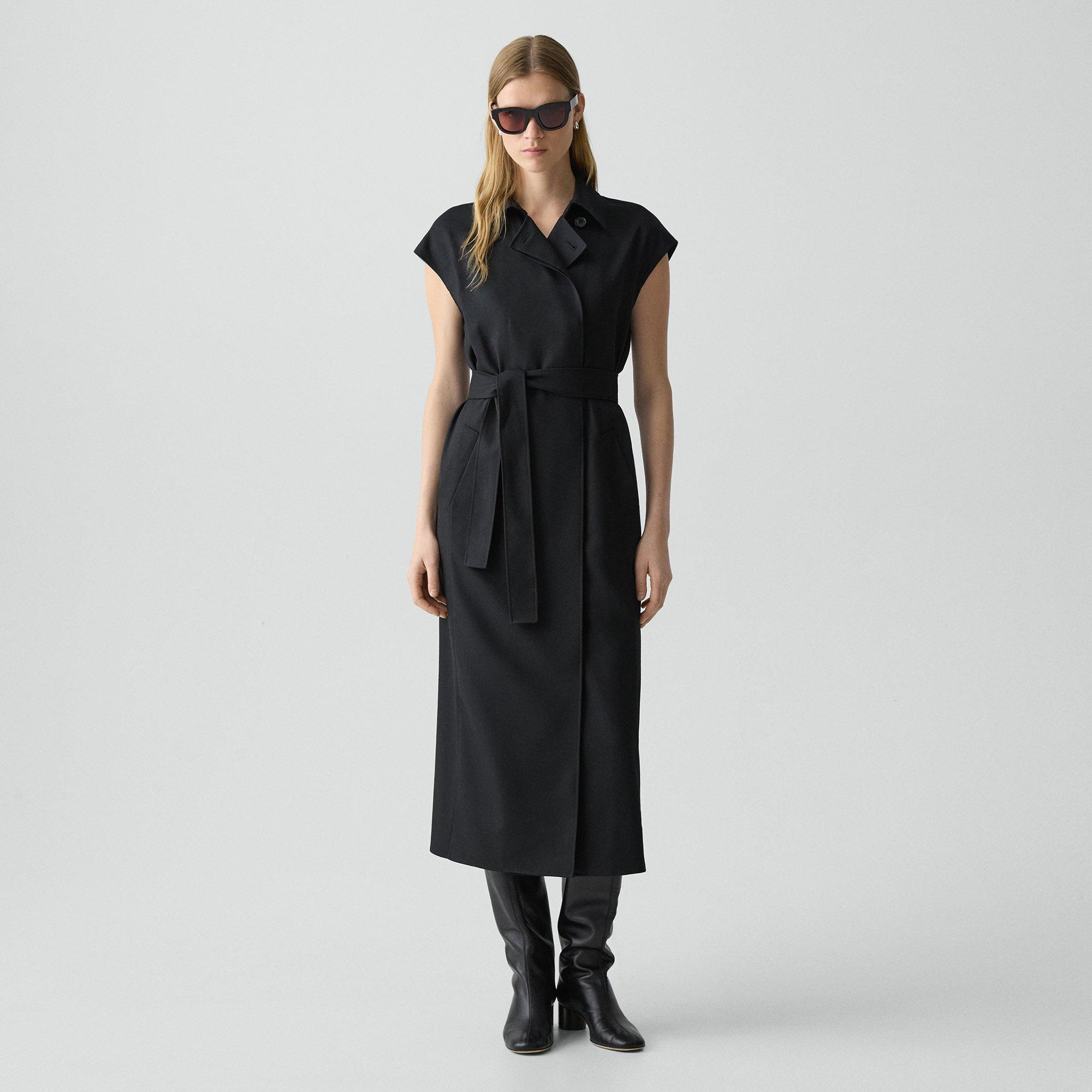 Double-Breasted Belt Dress in Wool-Blend Flannel - 2