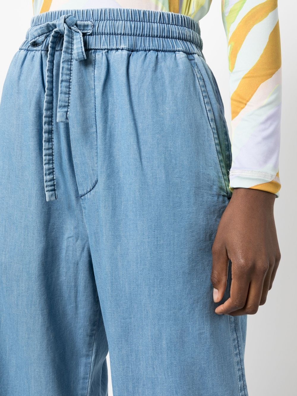 drawstring-fastening wide-leg jeans - 5