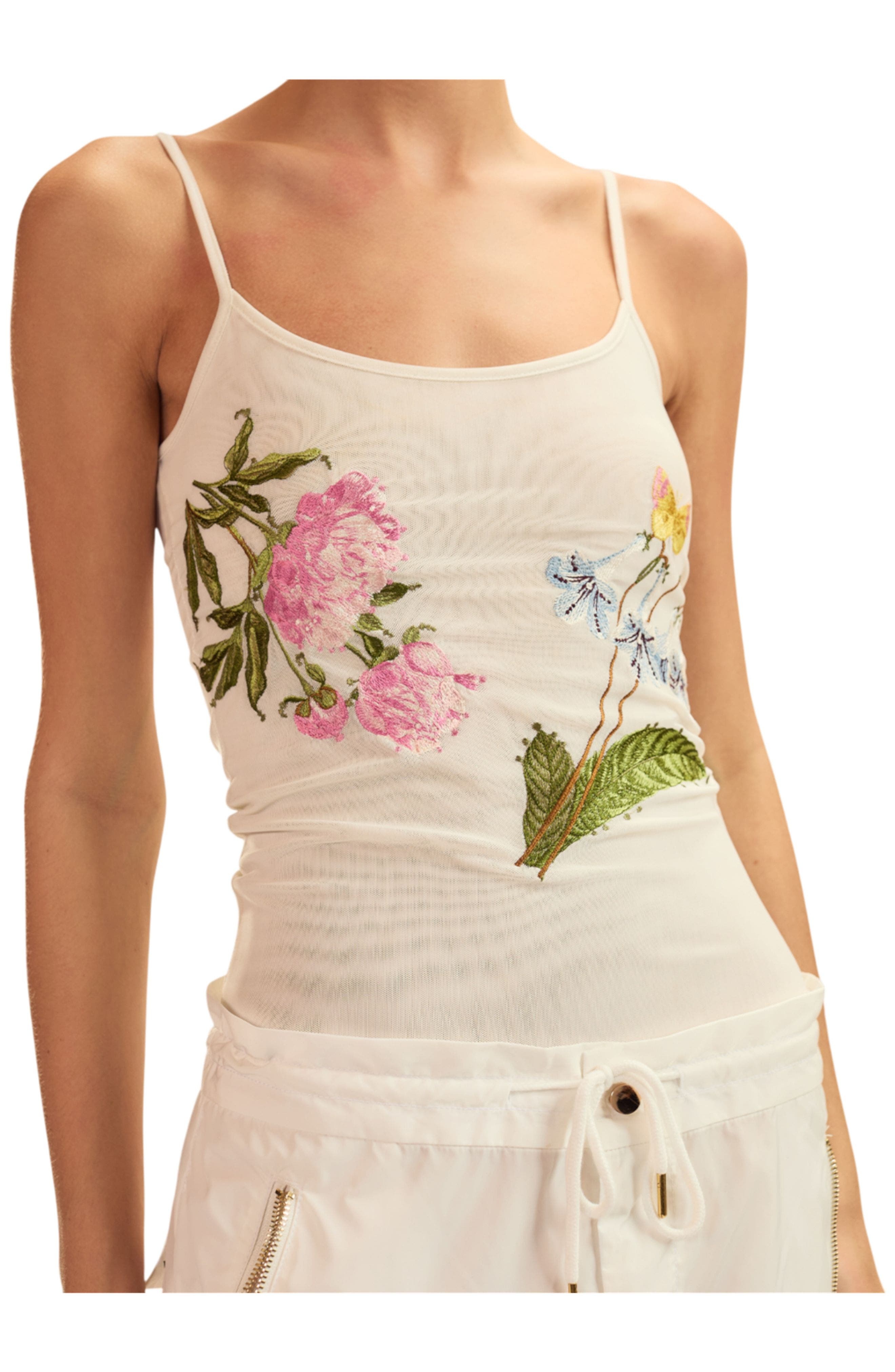 Cynthia Rowley Wildflower Embroidered Tank Top in White at Nordstrom - 2