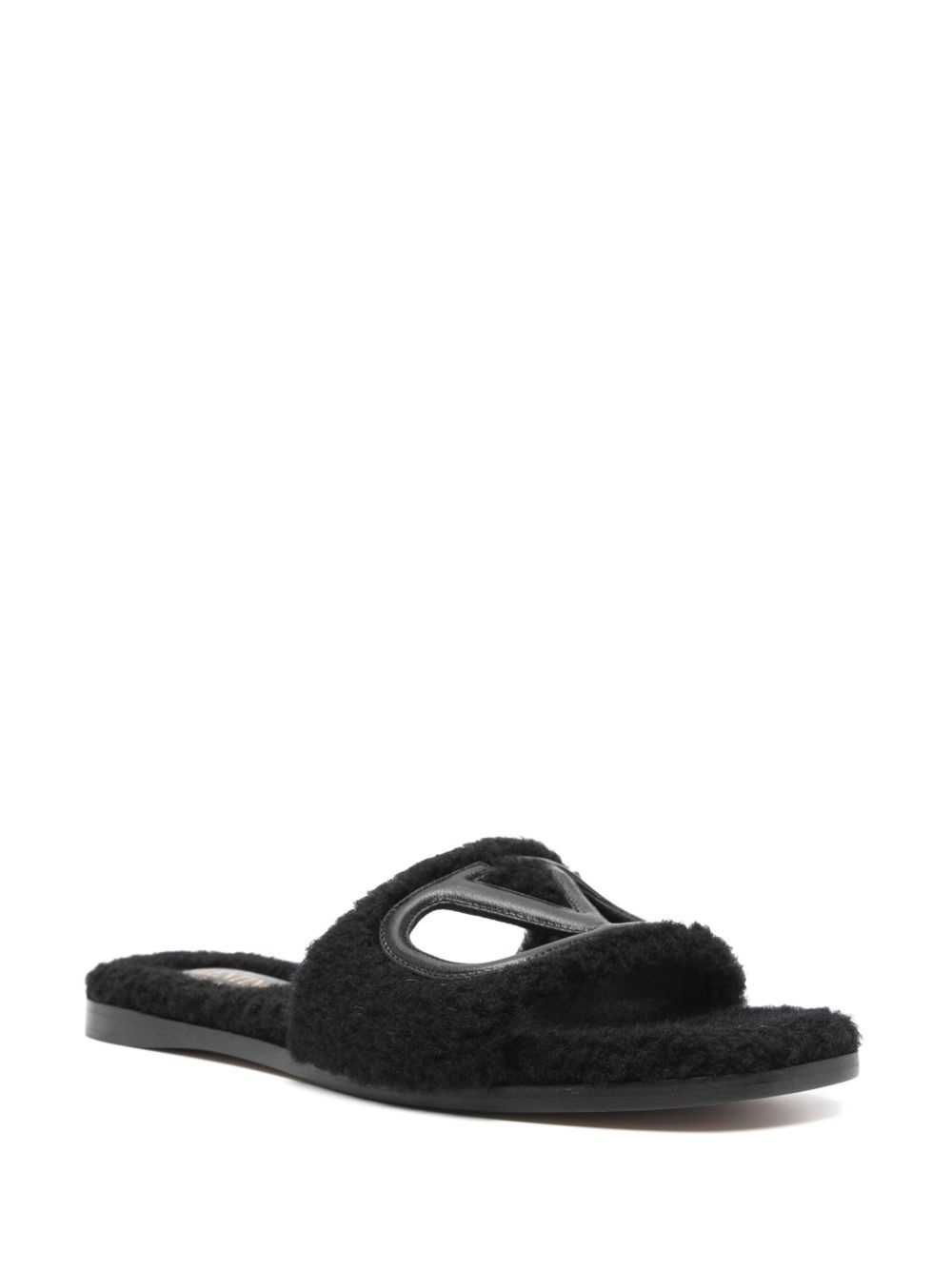 VLogo cut-out faux-shearling slides - 2