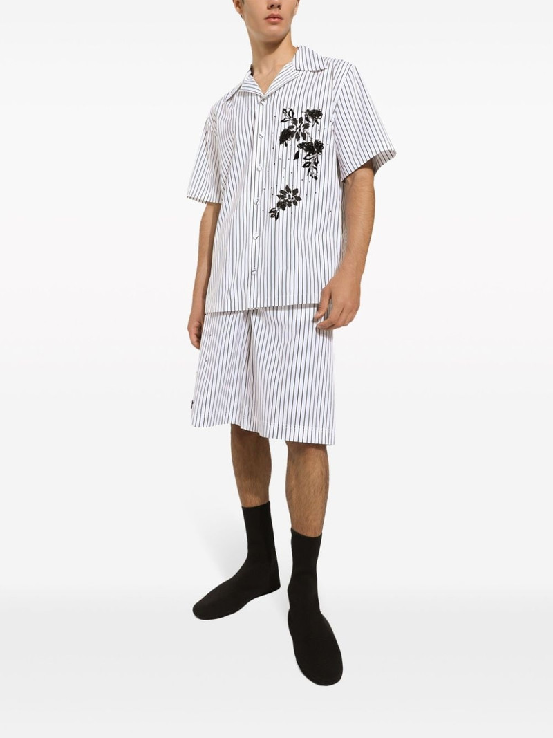 Dolce & Gabbana floral-detail striped bermuda shorts outlook