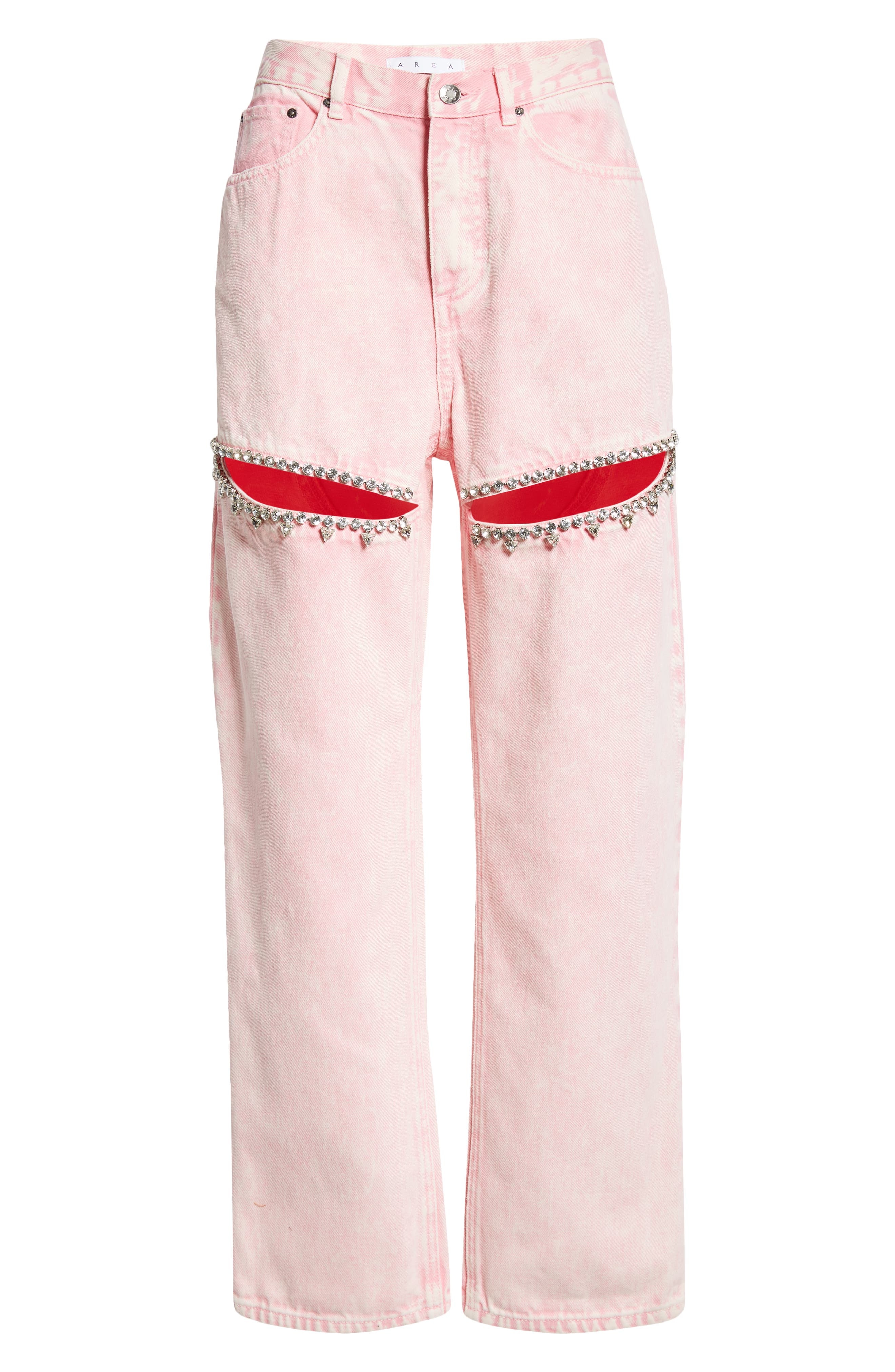 Crystal Slit Straight Leg Jeans - 1