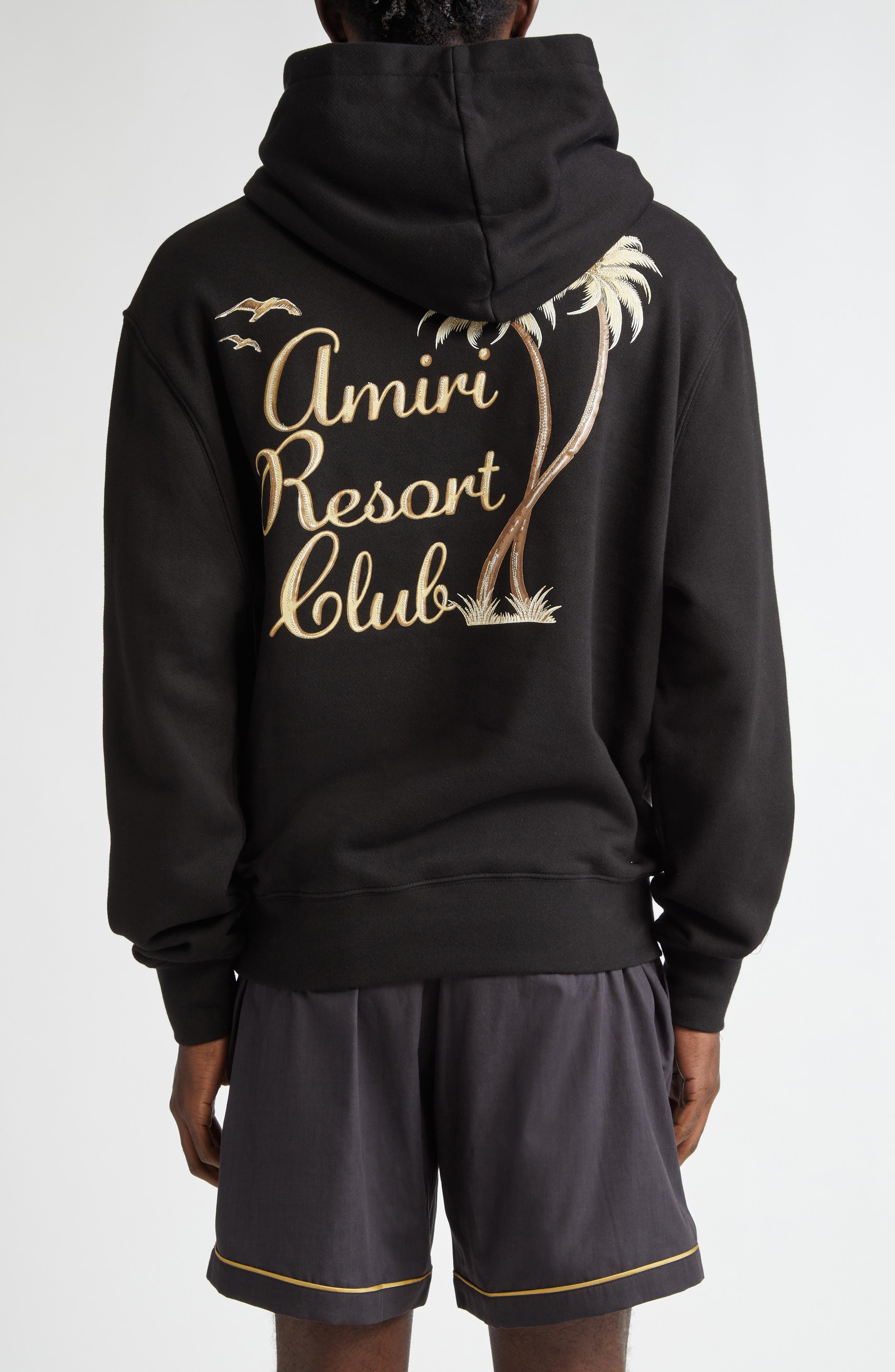 AMIRI Resort Club Logo Cotton Hoodie in Black at Nordstrom - 3