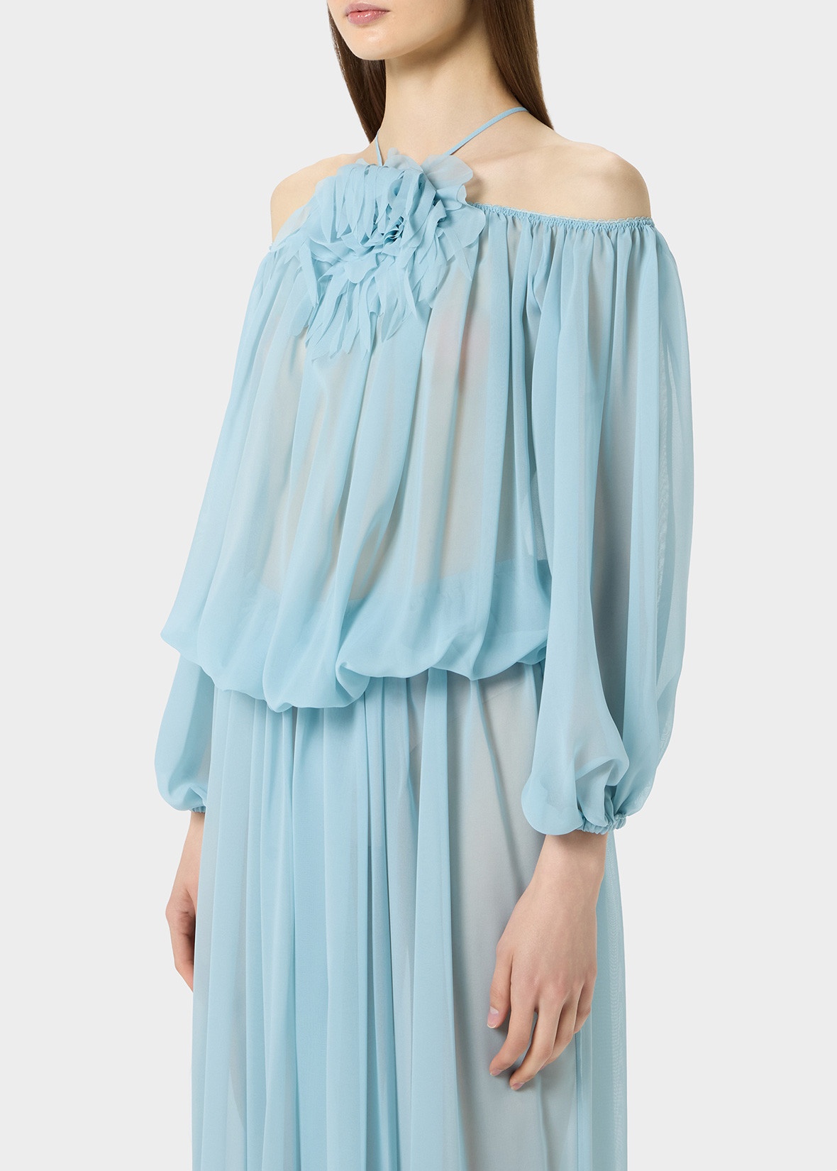 LONG DRESS WITH 3D FLOWER DECORATION - 5