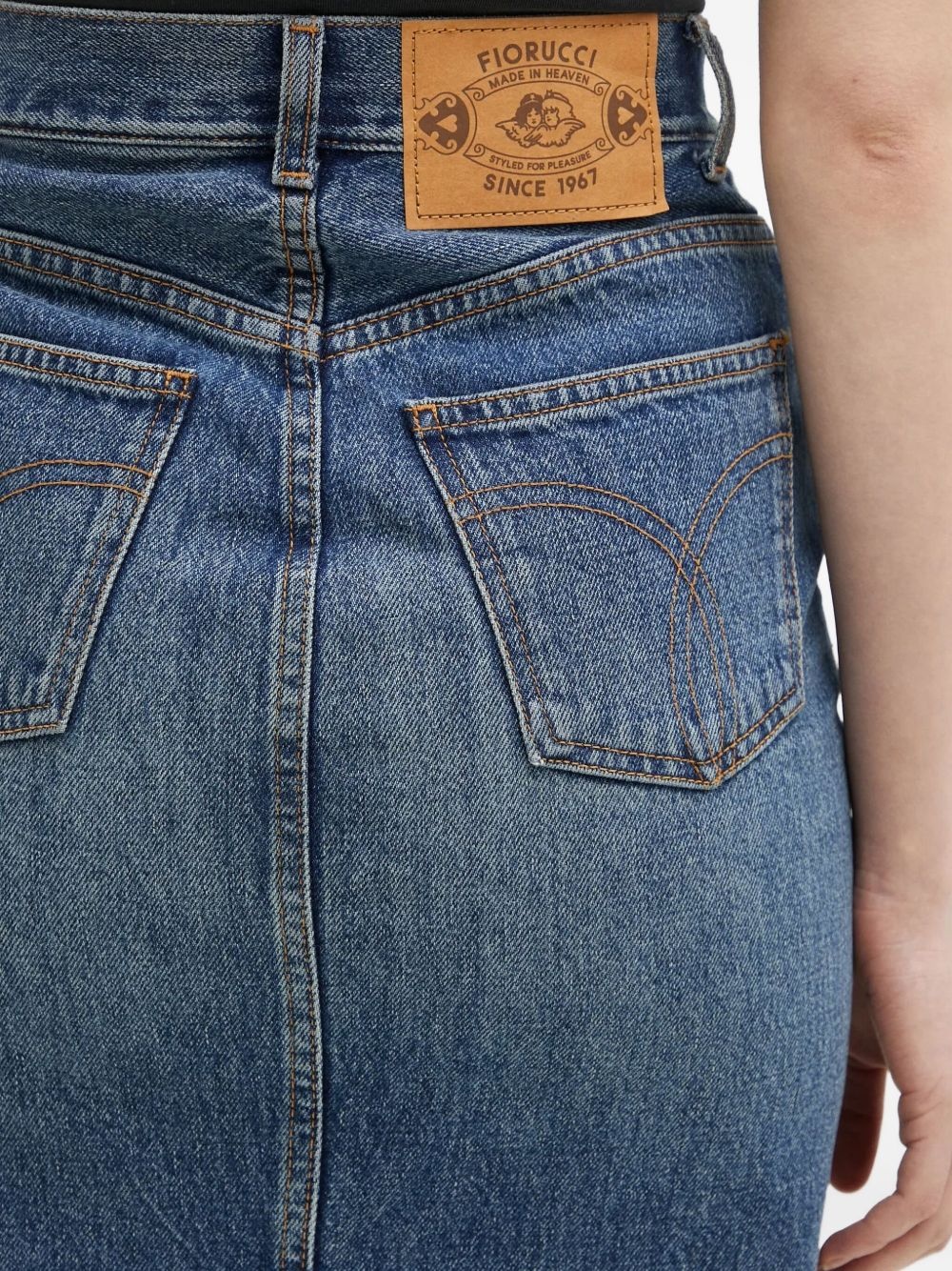 high-waisted denim midi skirt - 5
