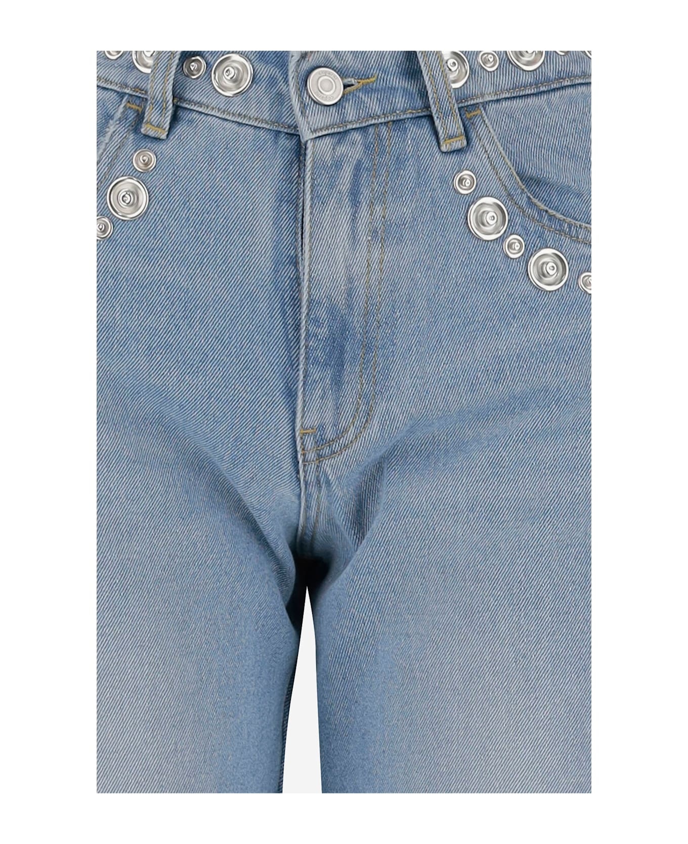 Cotton Denim Jeans With Studs - 3