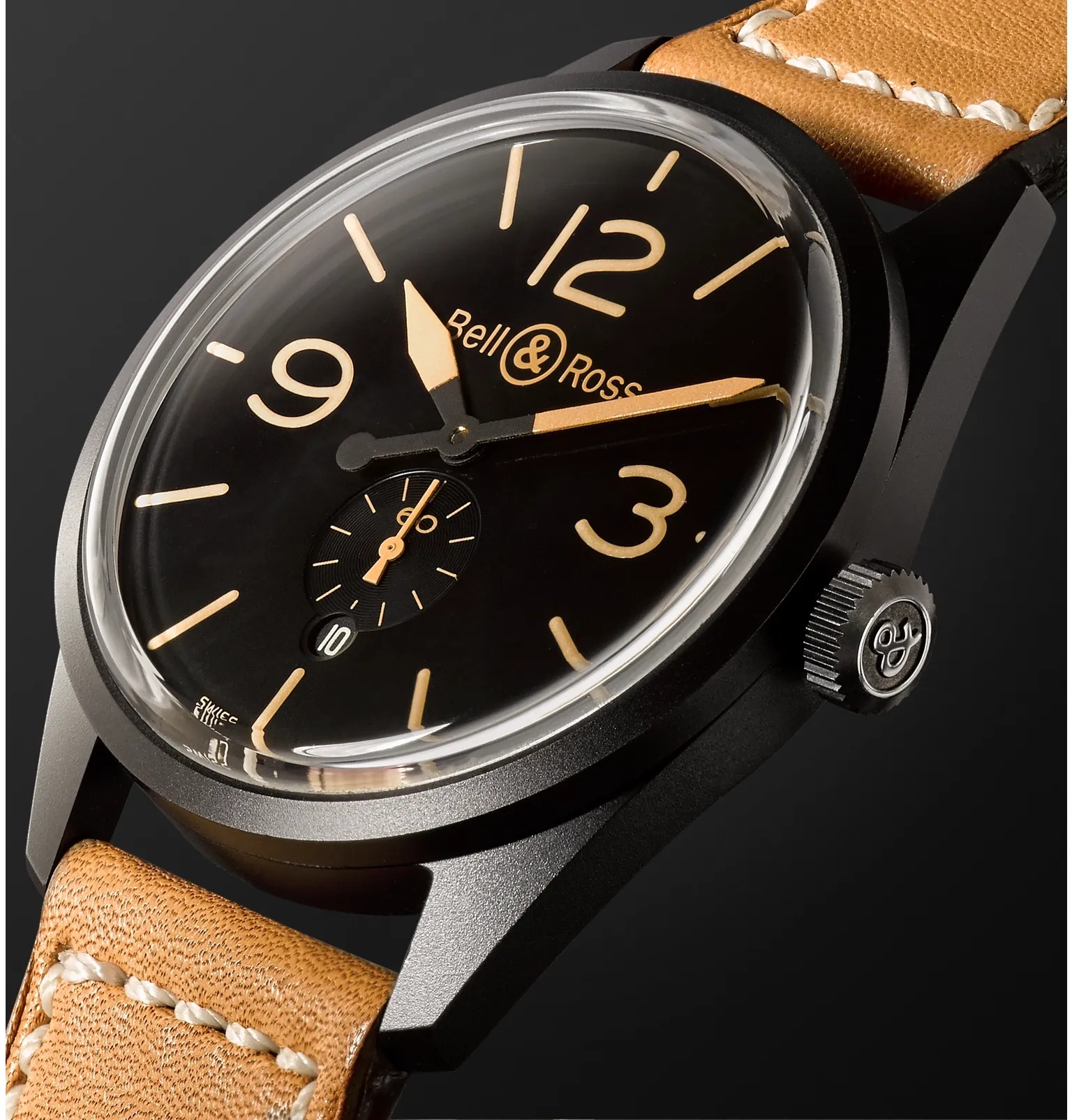 BR 123 Heritage Automatic 41mm PVD-Coated Steel and Leather Watch, Ref. No. BRV123-HERITAGE/2 - 4