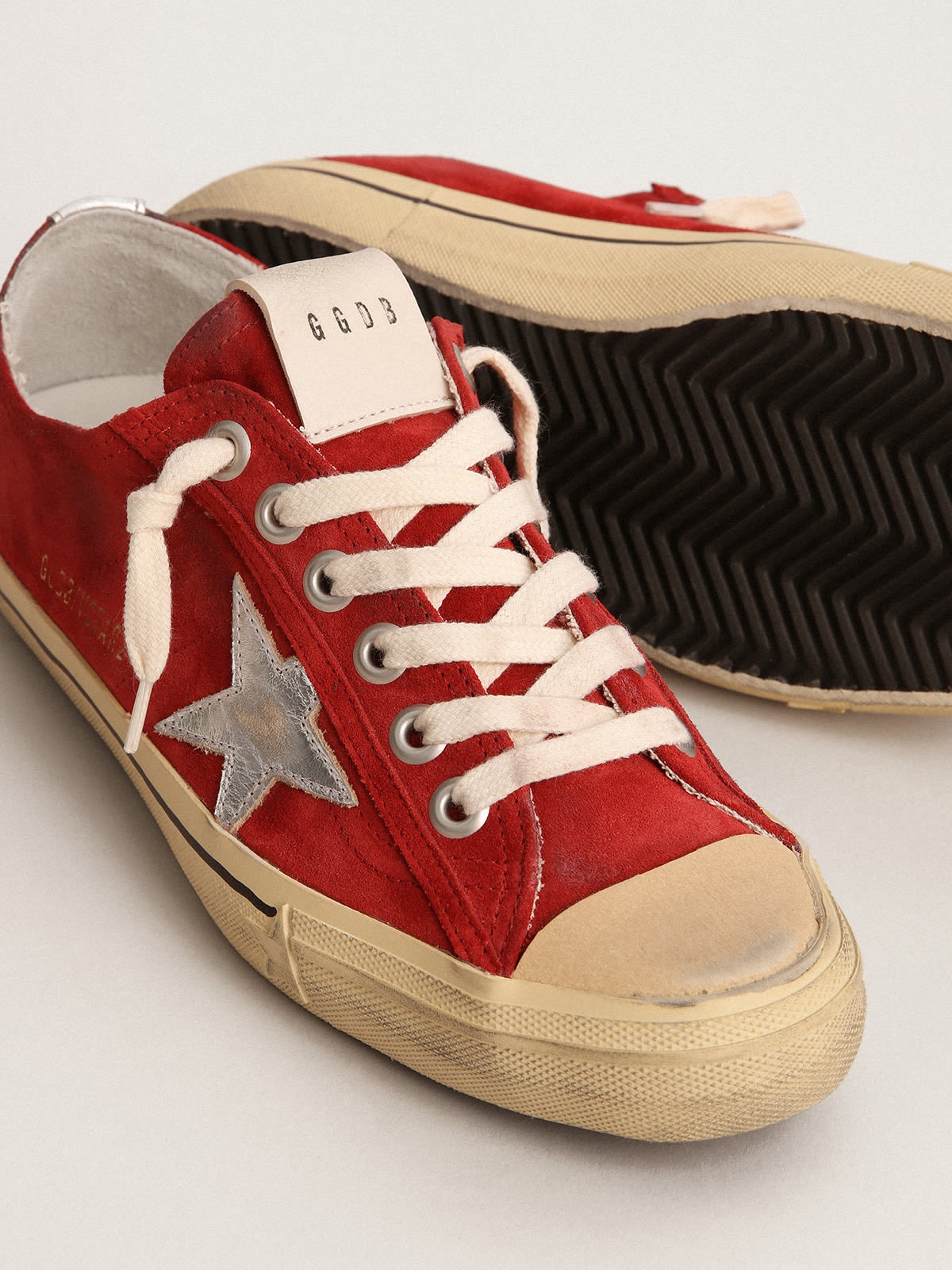 V-Star LTD sneakers in dark red suede with silver metallic leather star - 4