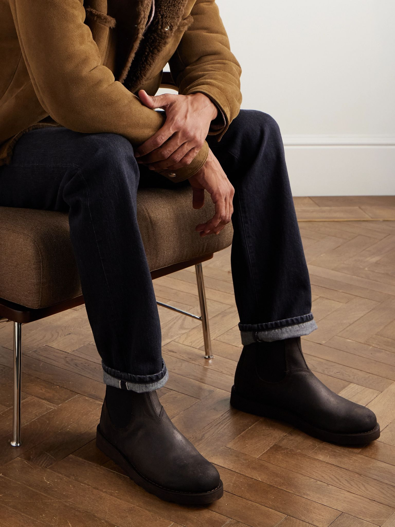 Yansa Waxed-Suede Chelsea Boots Brown - 2