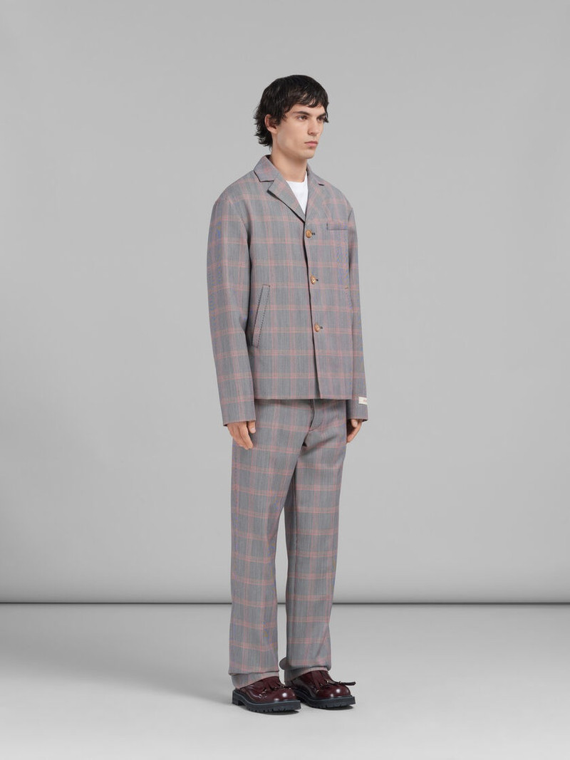 ORANGE CHECKED TECH WOOL CHINOS 5