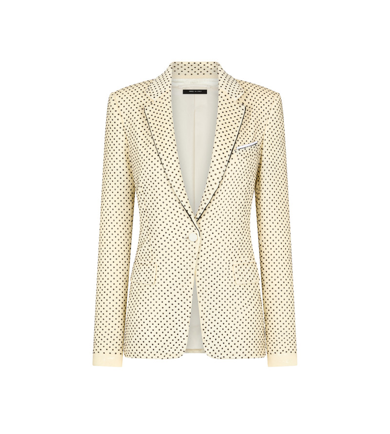 SINGLE BREASTED NOTCH LAPEL JACKET WITH PIPING AND EMBROIDERY 1