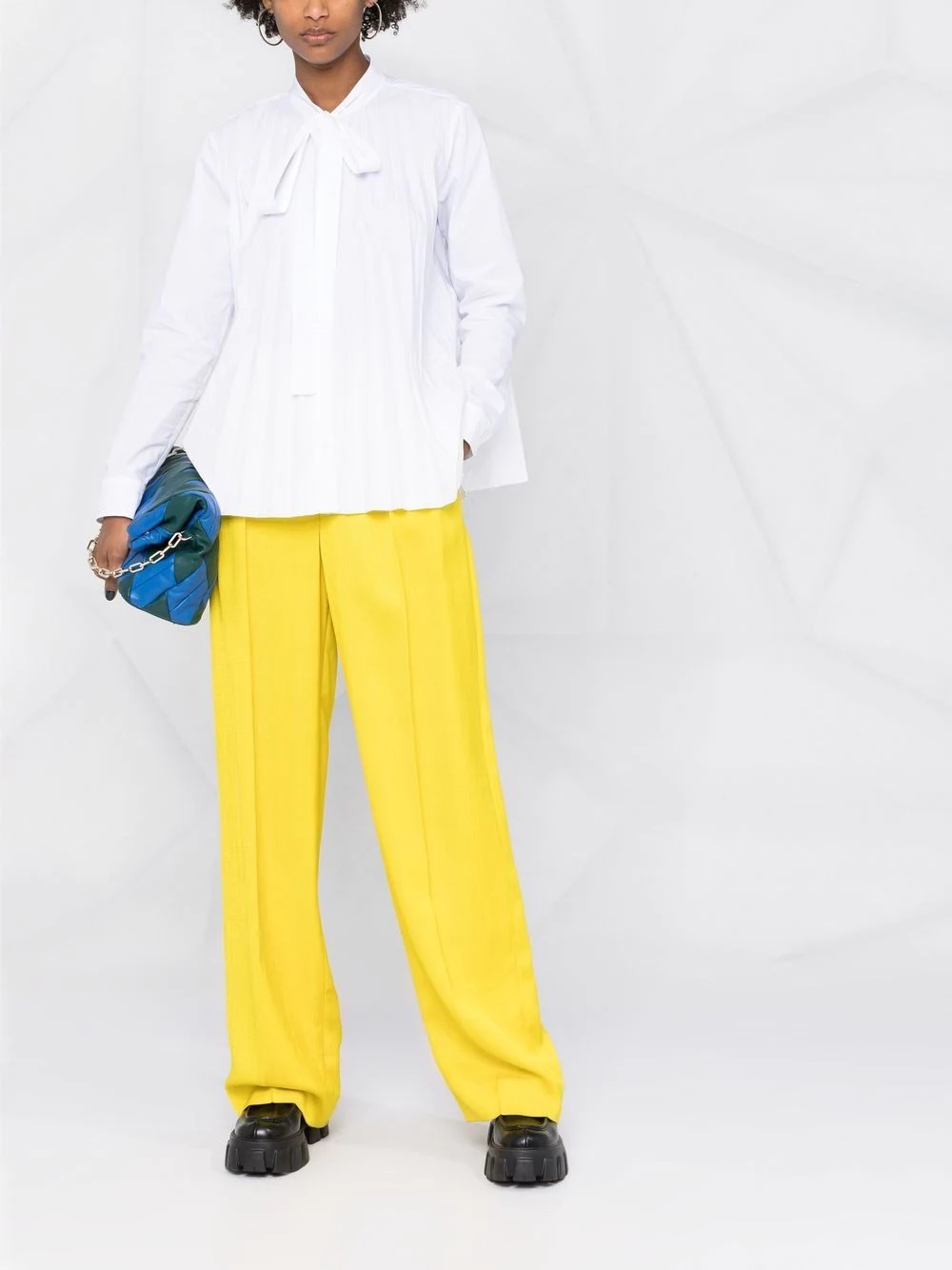 pleated long-sleeved blouse - 2