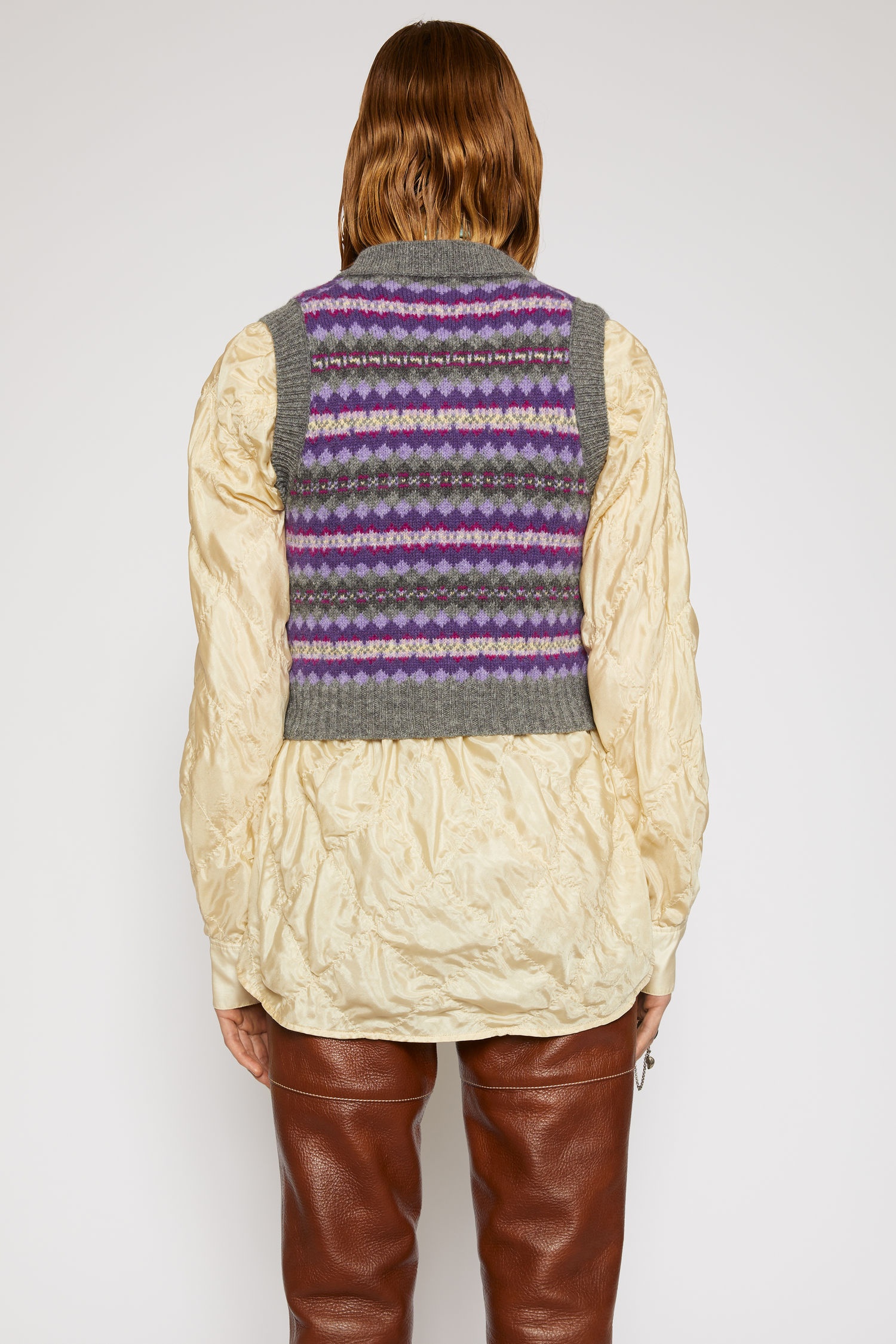 Fair isle gilet purple/grey multi - 3